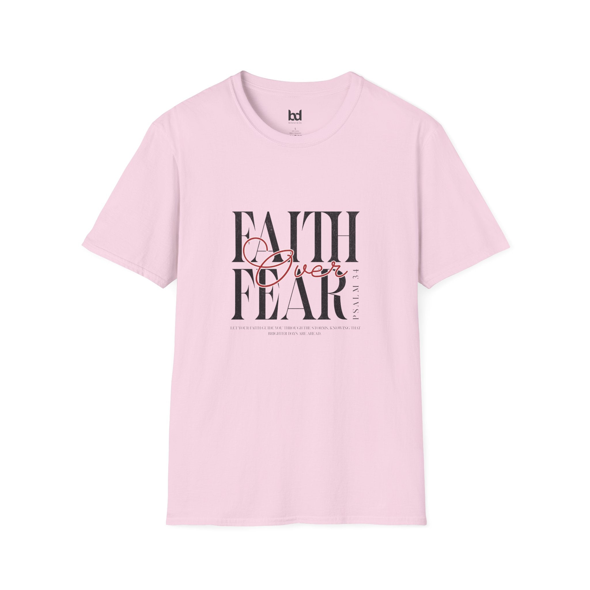 Faith Over Fear Unisex Softstyle T-Shirt | Inspirational Tee, Motivational Apparel, Gift for Friends, Casual Wear, Everyday Comfort