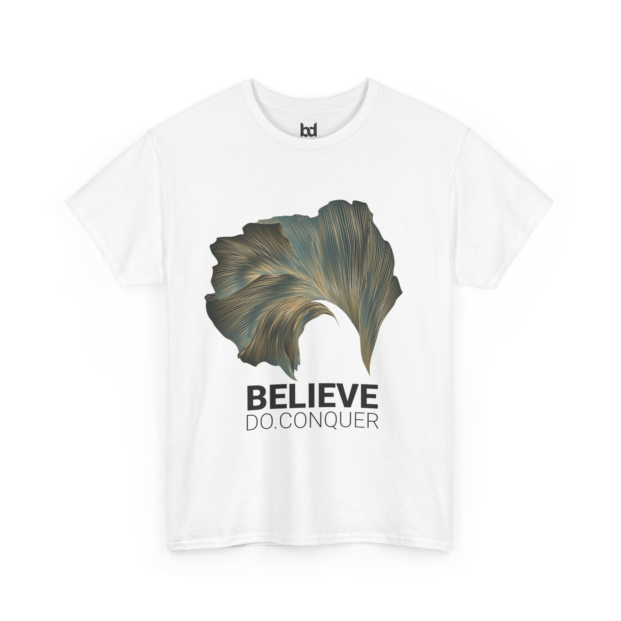 Belive.Do.Conquer Unisex Heavy Cotton Tee - Artistic Leaf Design