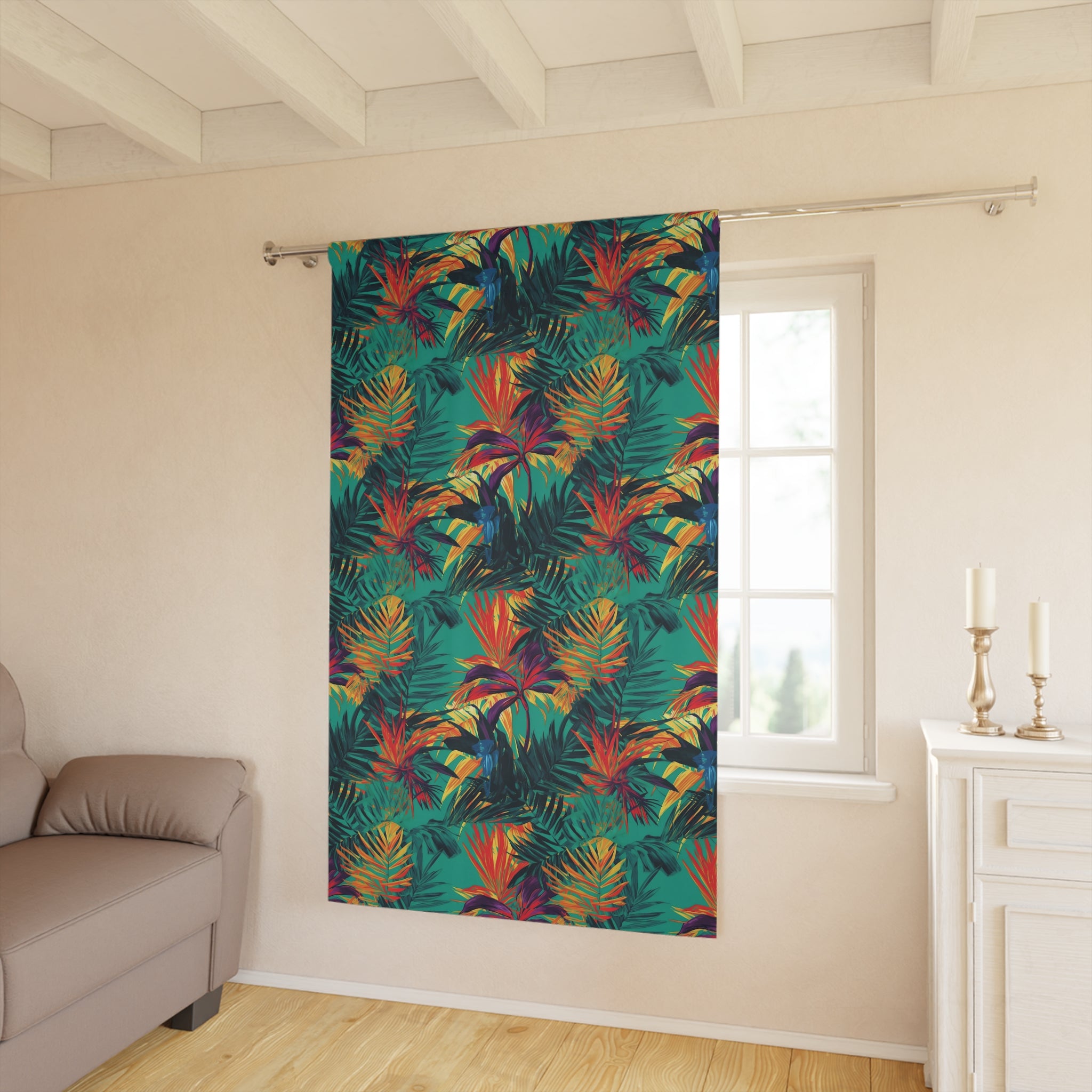 Tropical Floral Window Curtain - Vibrant Home Decor for Relaxation & Celebration
