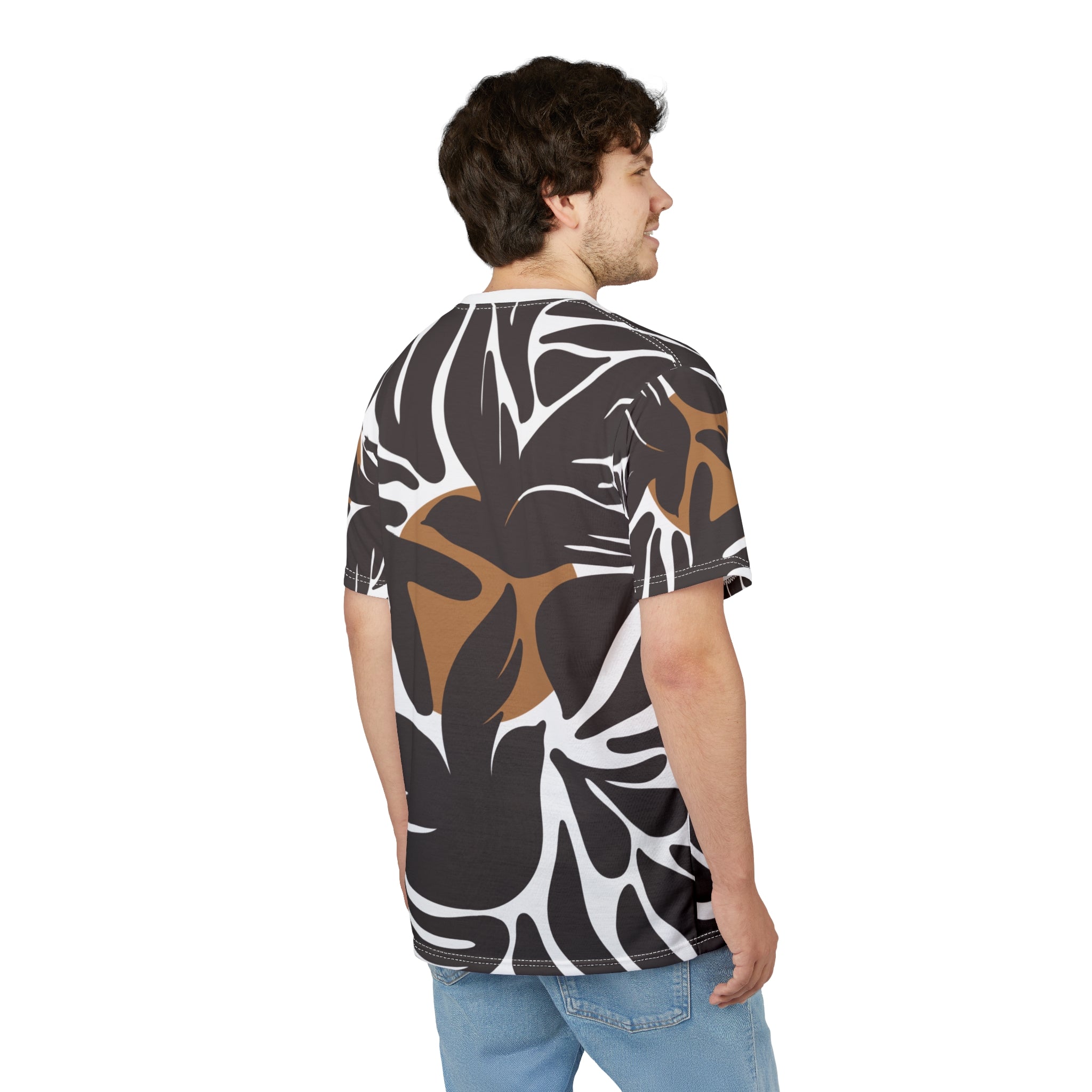 Stylish Unisex Cut & Sew Tee with Tropical Leaf Print