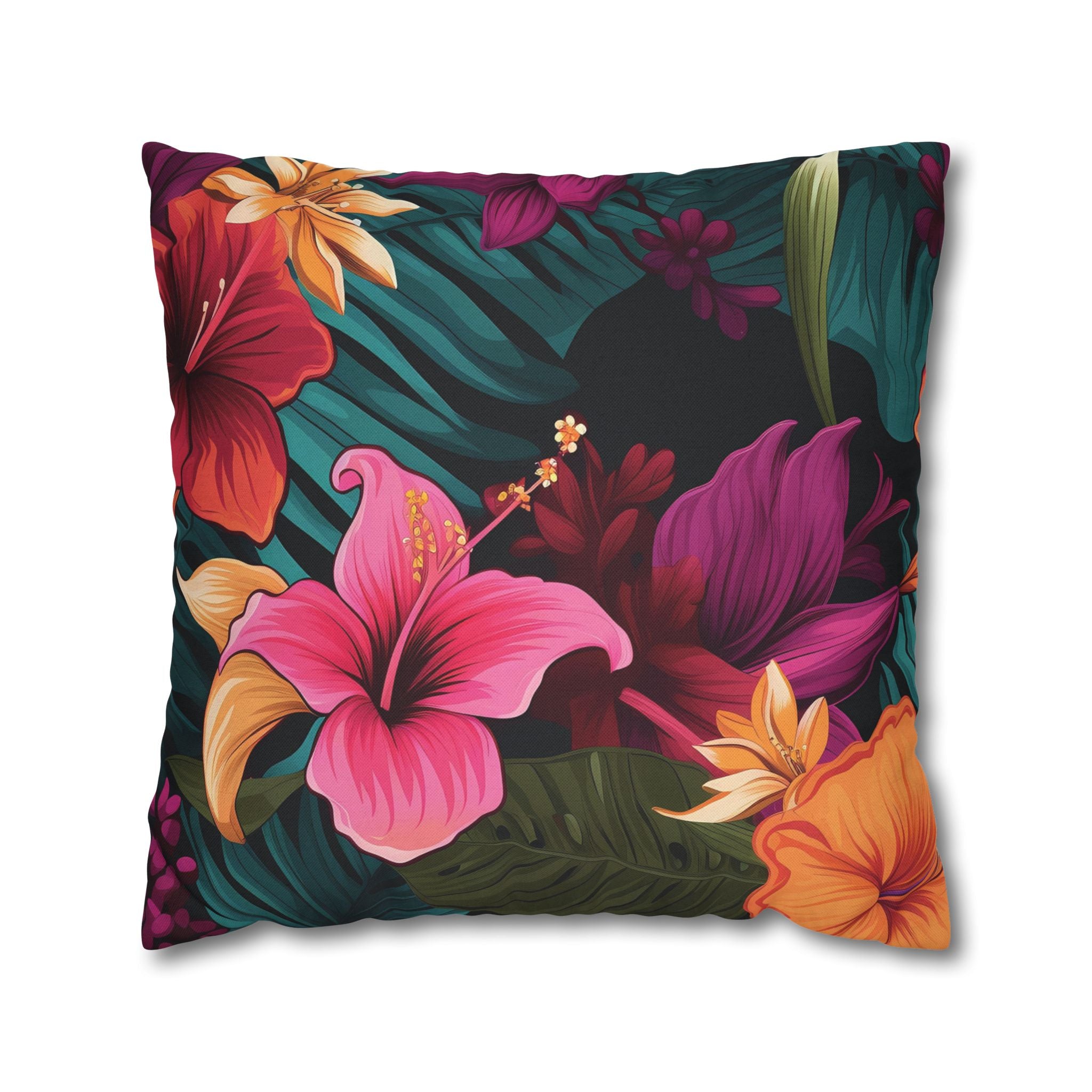 Tropical Floral Square Pillowcase - Vibrant Home Decor for Summer Vibes