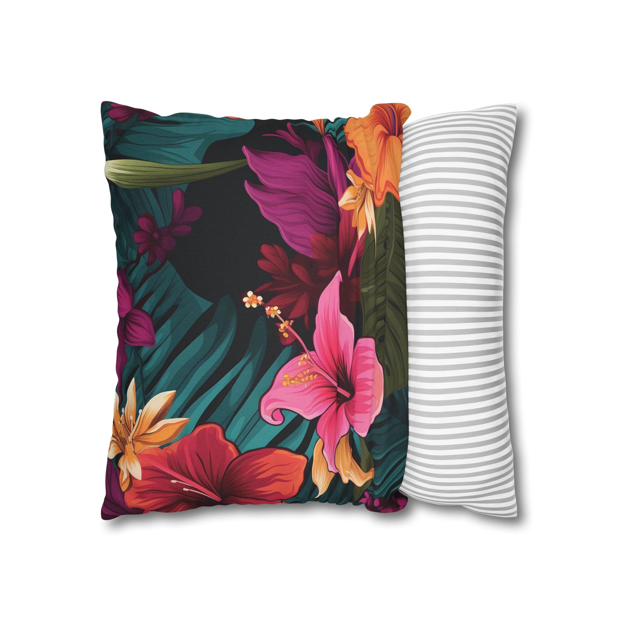 Tropical Floral Square Pillowcase - Vibrant Home Decor for Summer Vibes