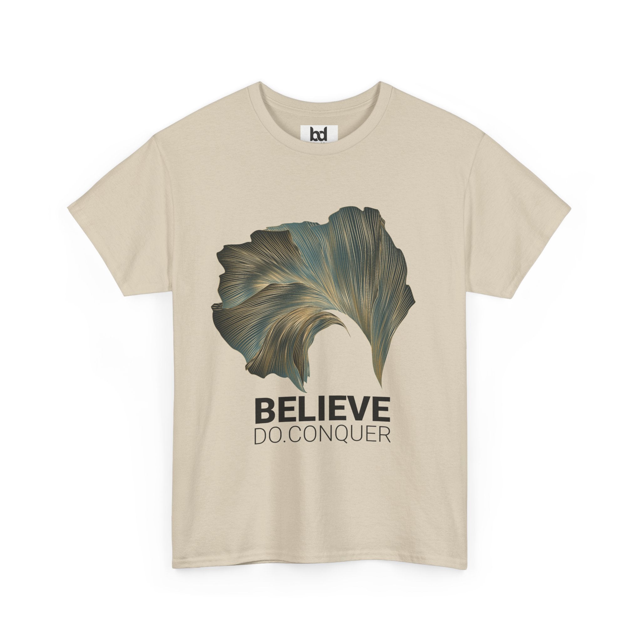 Belive.Do.Conquer Unisex Heavy Cotton Tee - Artistic Leaf Design
