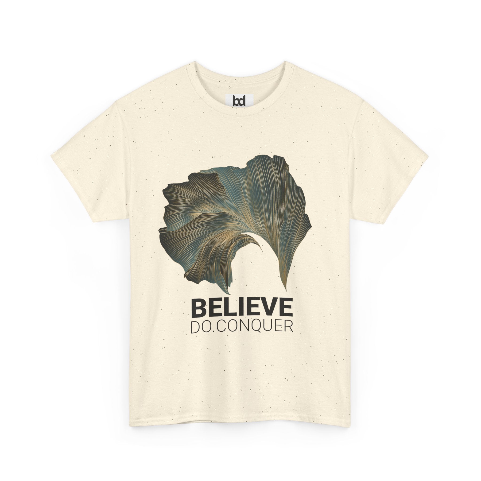 Belive.Do.Conquer Unisex Heavy Cotton Tee - Artistic Leaf Design