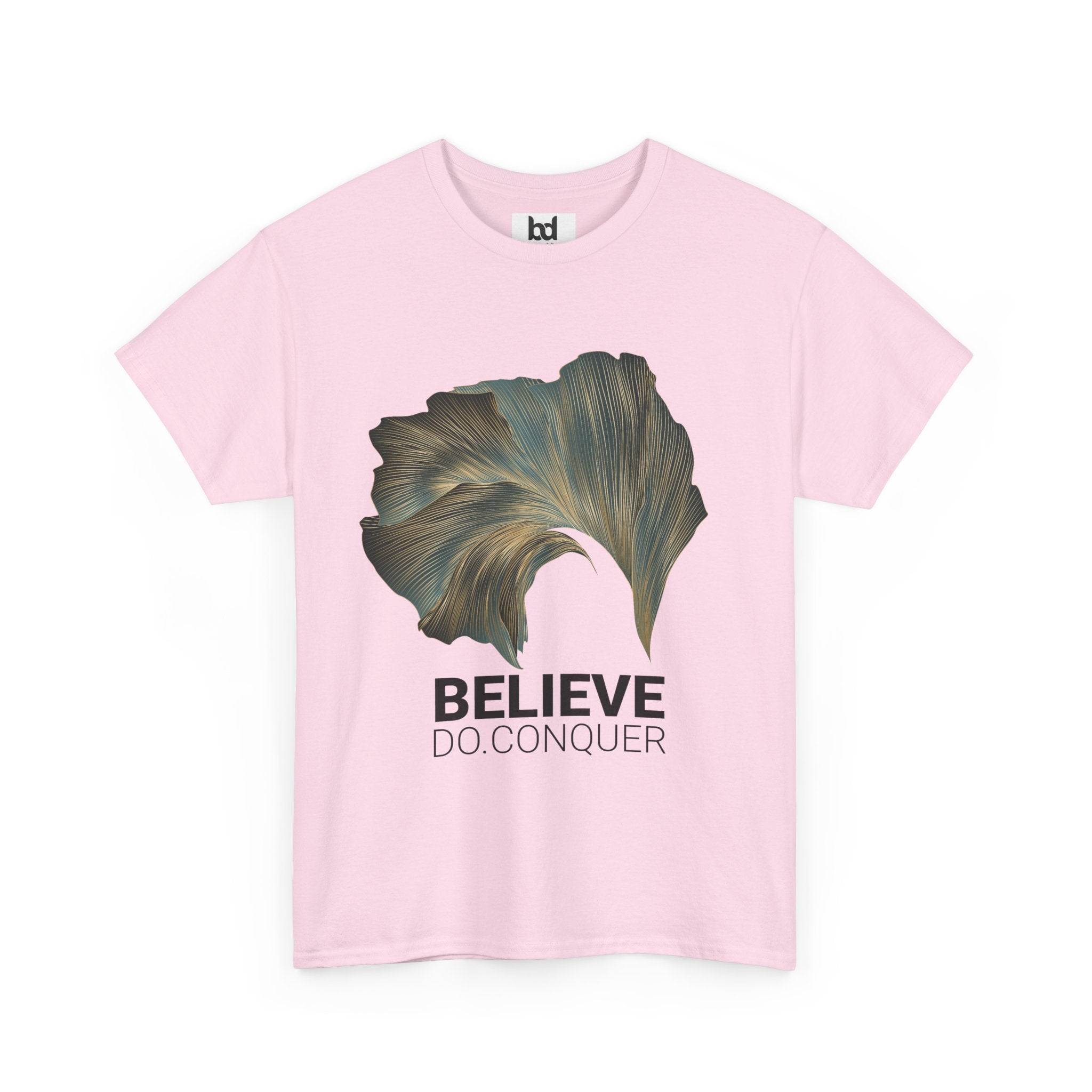 Belive.Do.Conquer Unisex Heavy Cotton Tee - Artistic Leaf Design
