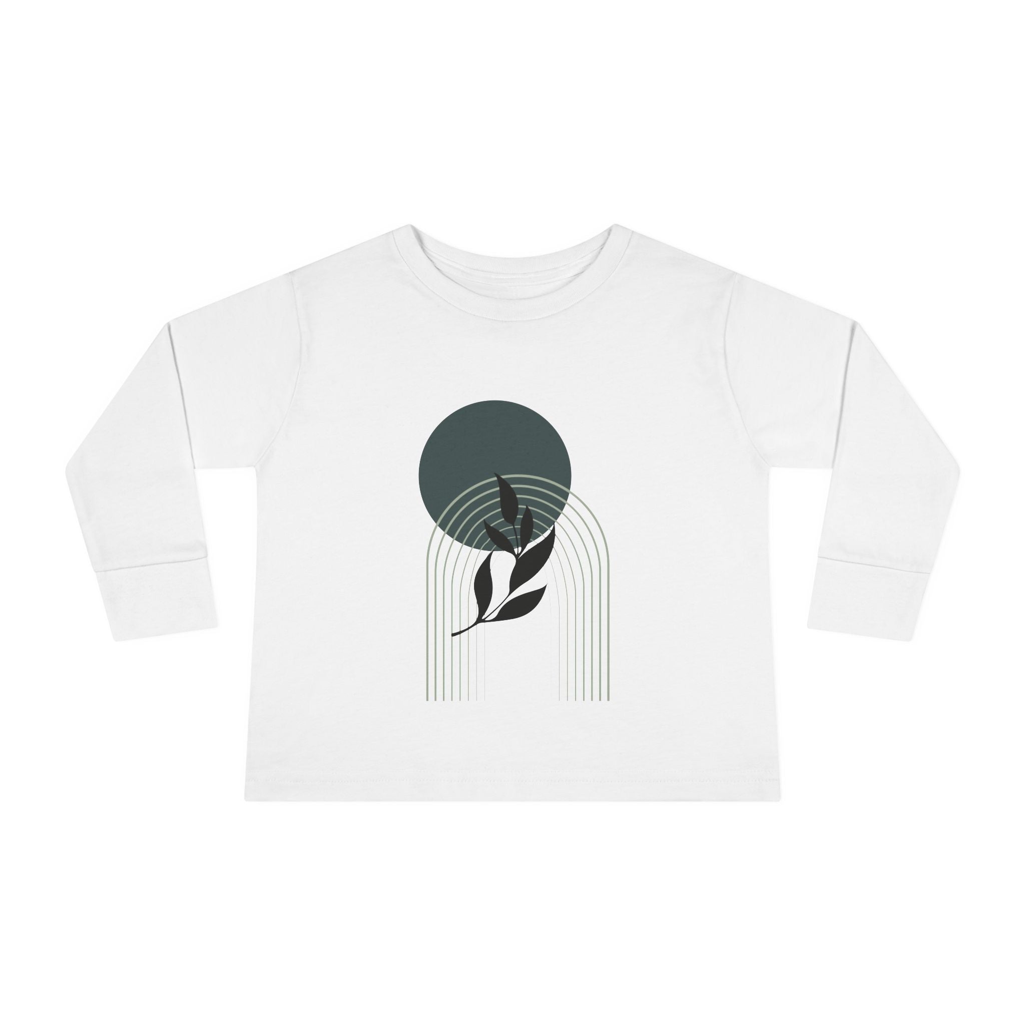 Toddler Long Sleeve Tee - Minimalist Design with Leaf & Circle
