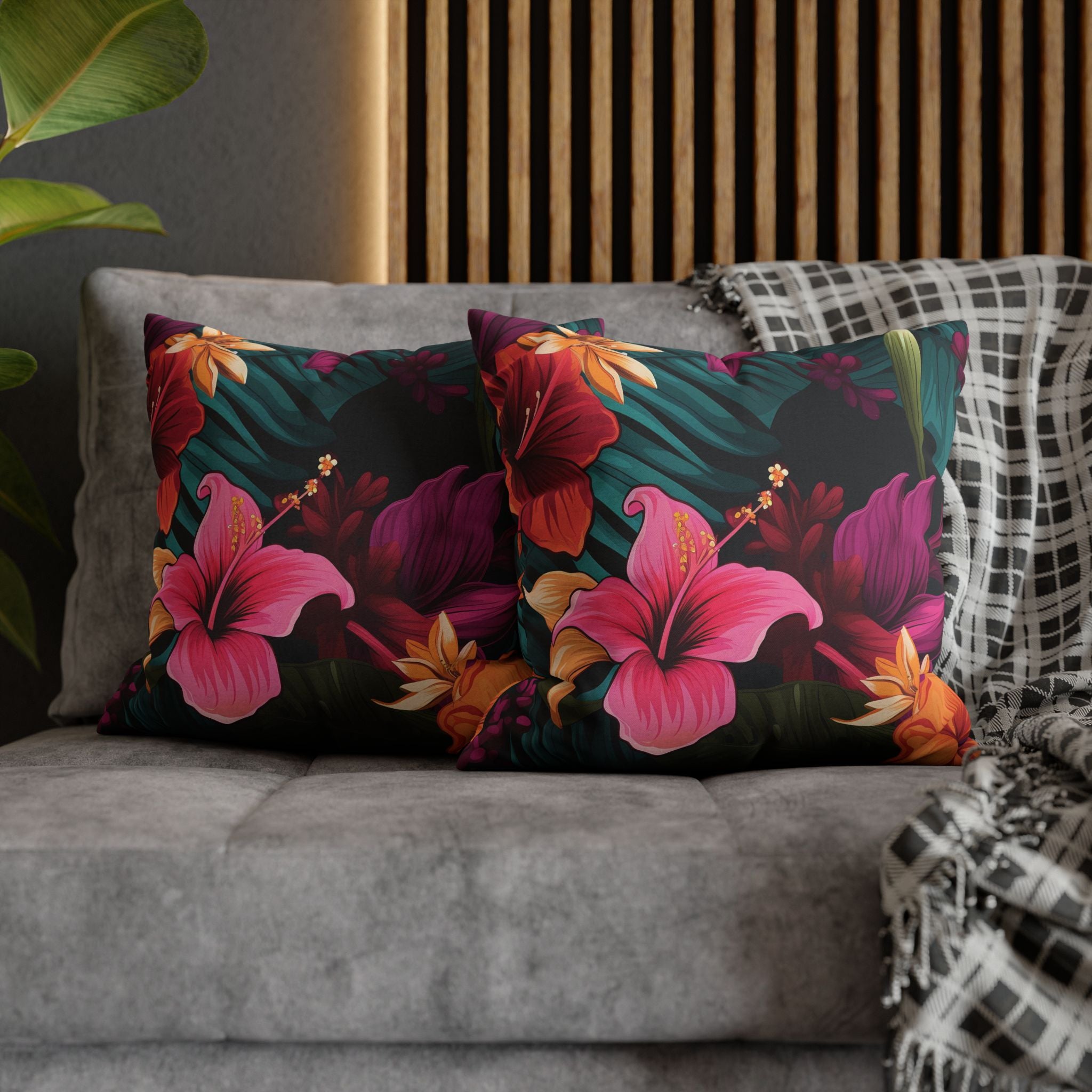 Tropical Floral Square Pillowcase - Vibrant Home Decor for Summer Vibes
