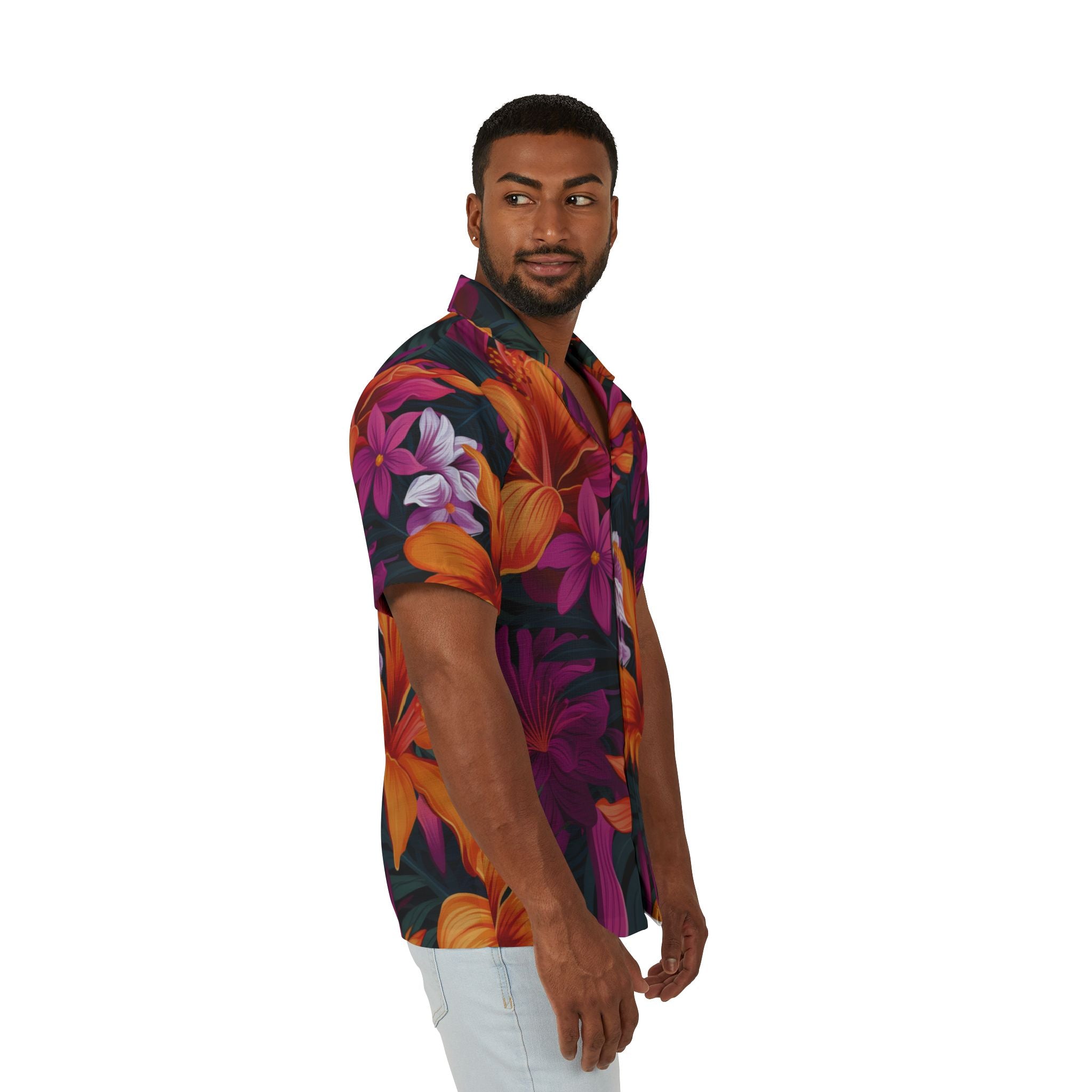 Bold Botanical Blooms: The Vibrant Hawaiian Shirt - Perfect for Summer Vacations & Beach Parties