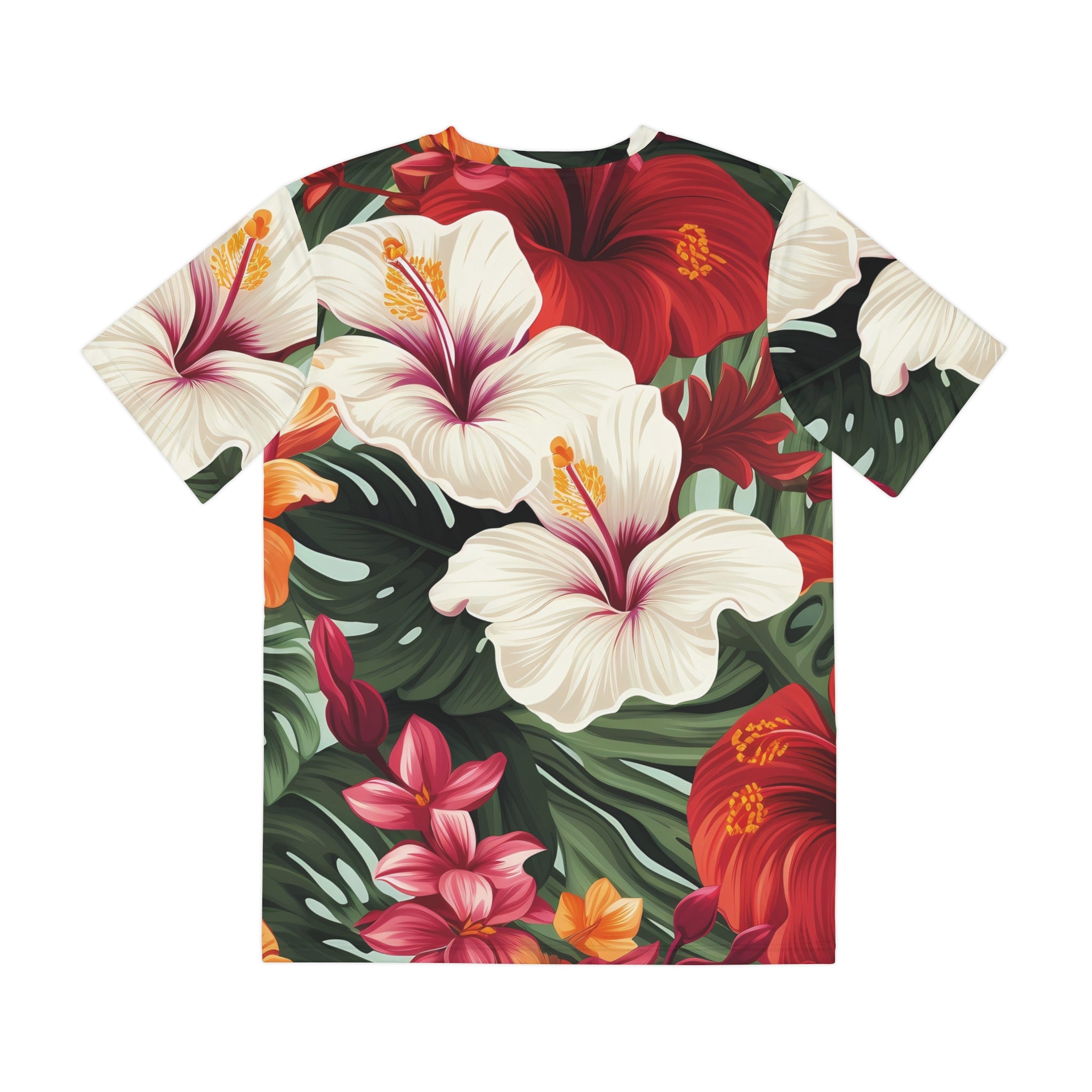Tropical Floral Men's Polyester Tee - Casual Summer Wear