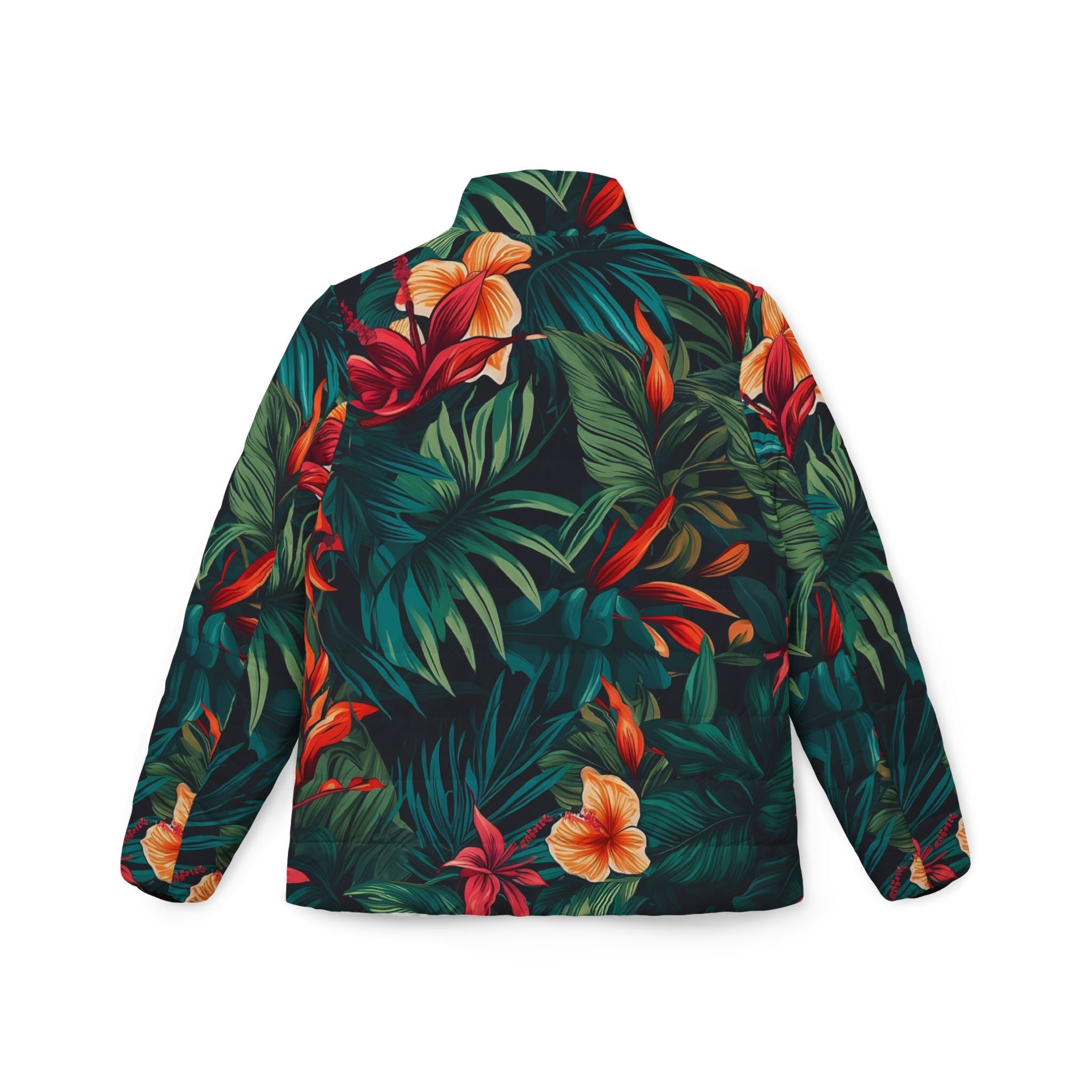 Tropical Floral Women’s Puffer Jacket - Stylish & Cozy Outerwear for Every Adventure