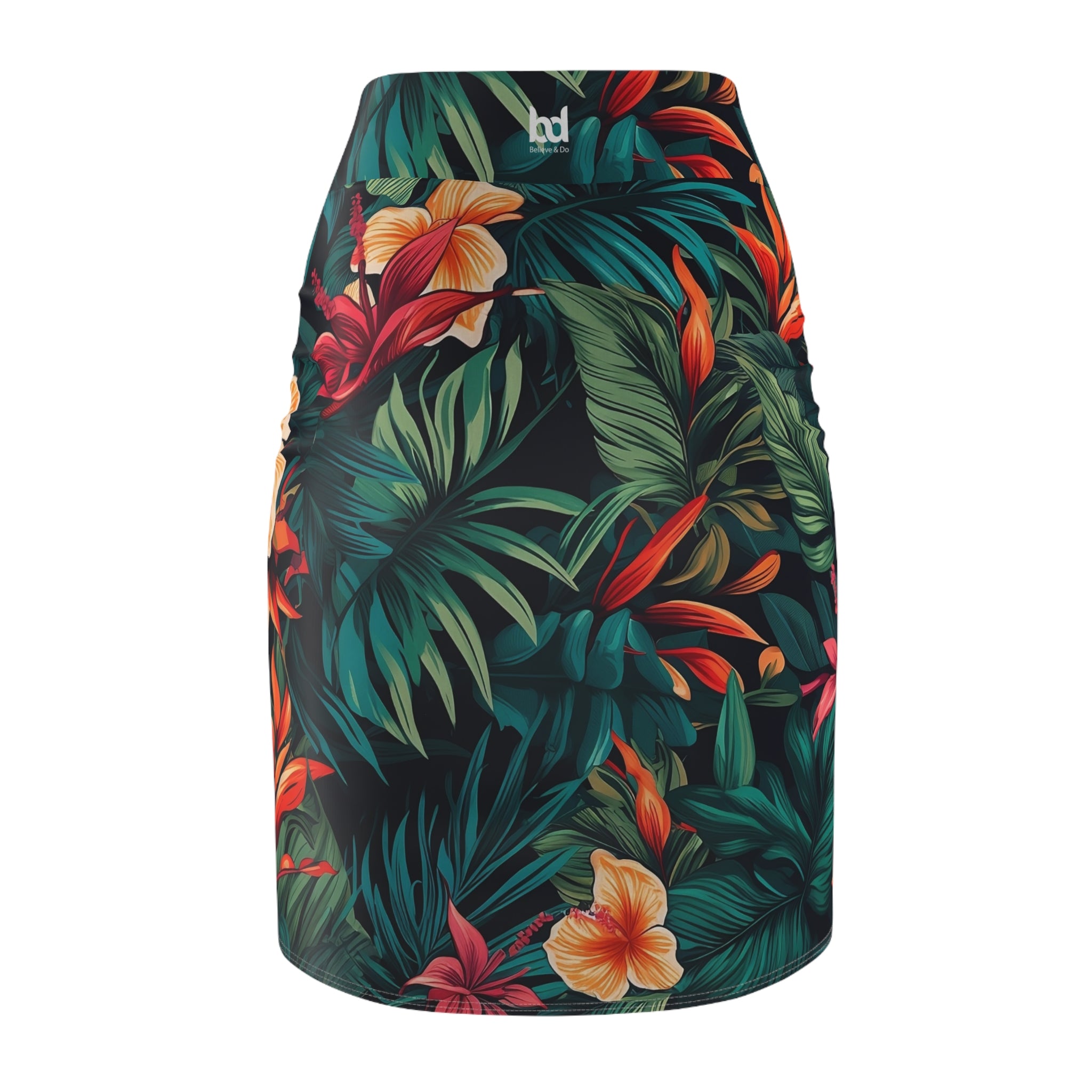 Tropical Floral Women's Pencil Skirt – Perfect for Summer Outings and Celebrations