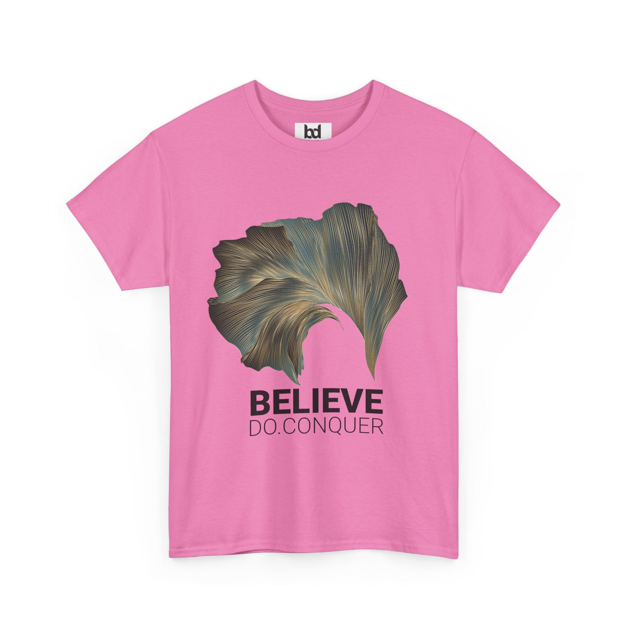 Belive.Do.Conquer Unisex Heavy Cotton Tee - Artistic Leaf Design