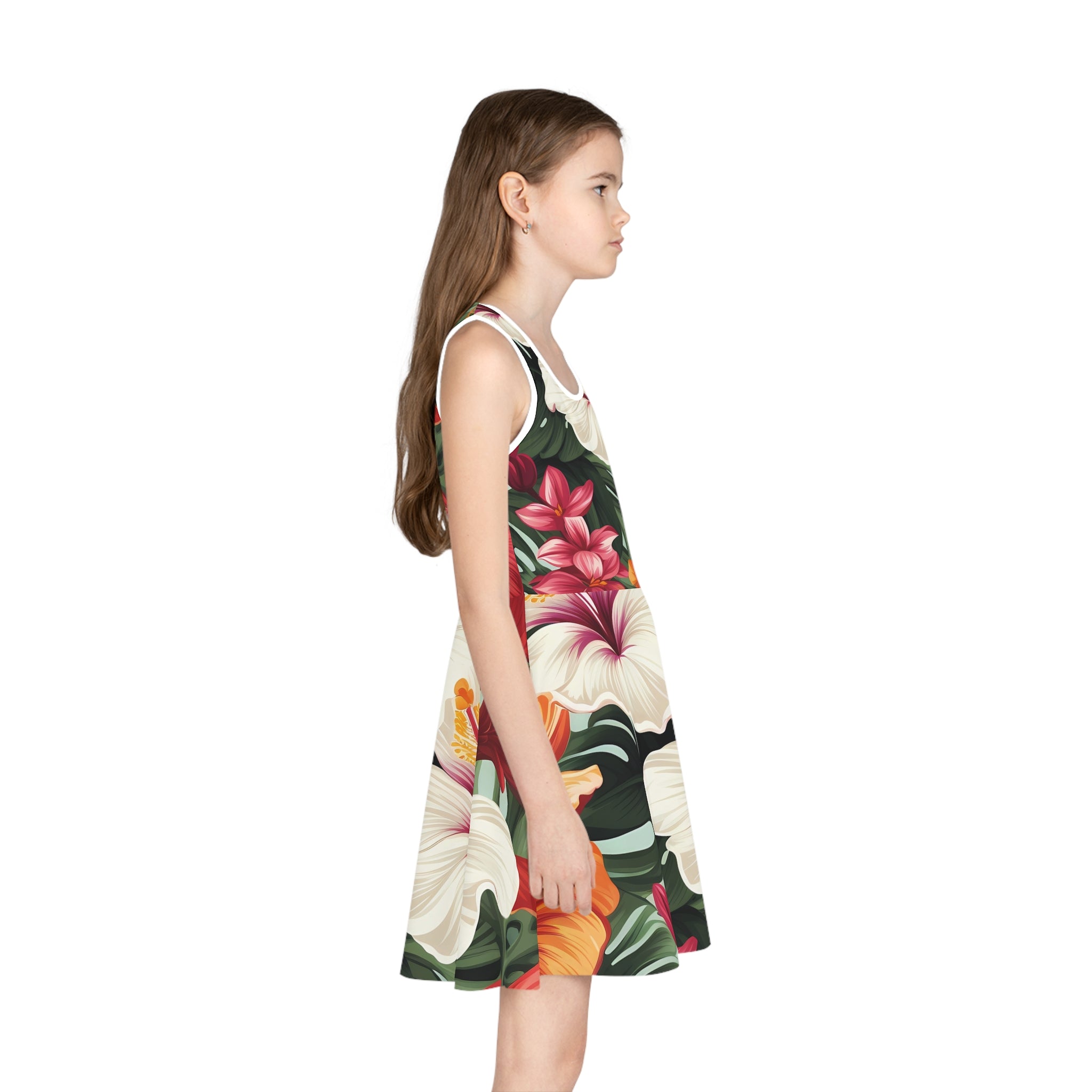 Tropical Floral Girls' Sundress - Perfect for Summer Parties and Family Gatherings