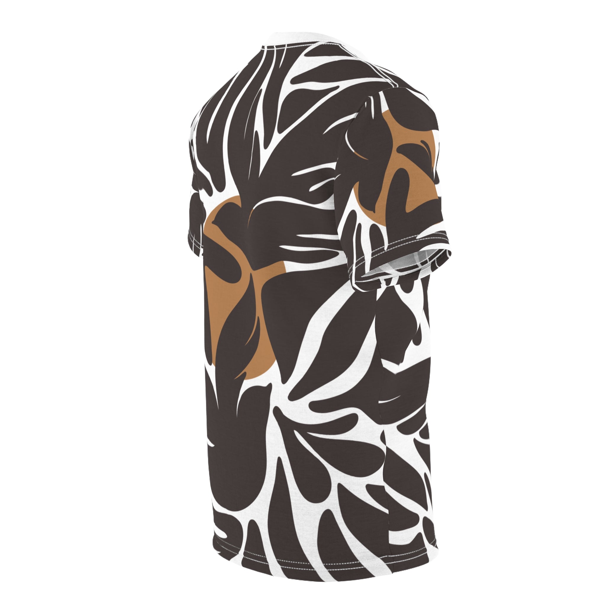 Stylish Unisex Cut & Sew Tee with Tropical Leaf Print