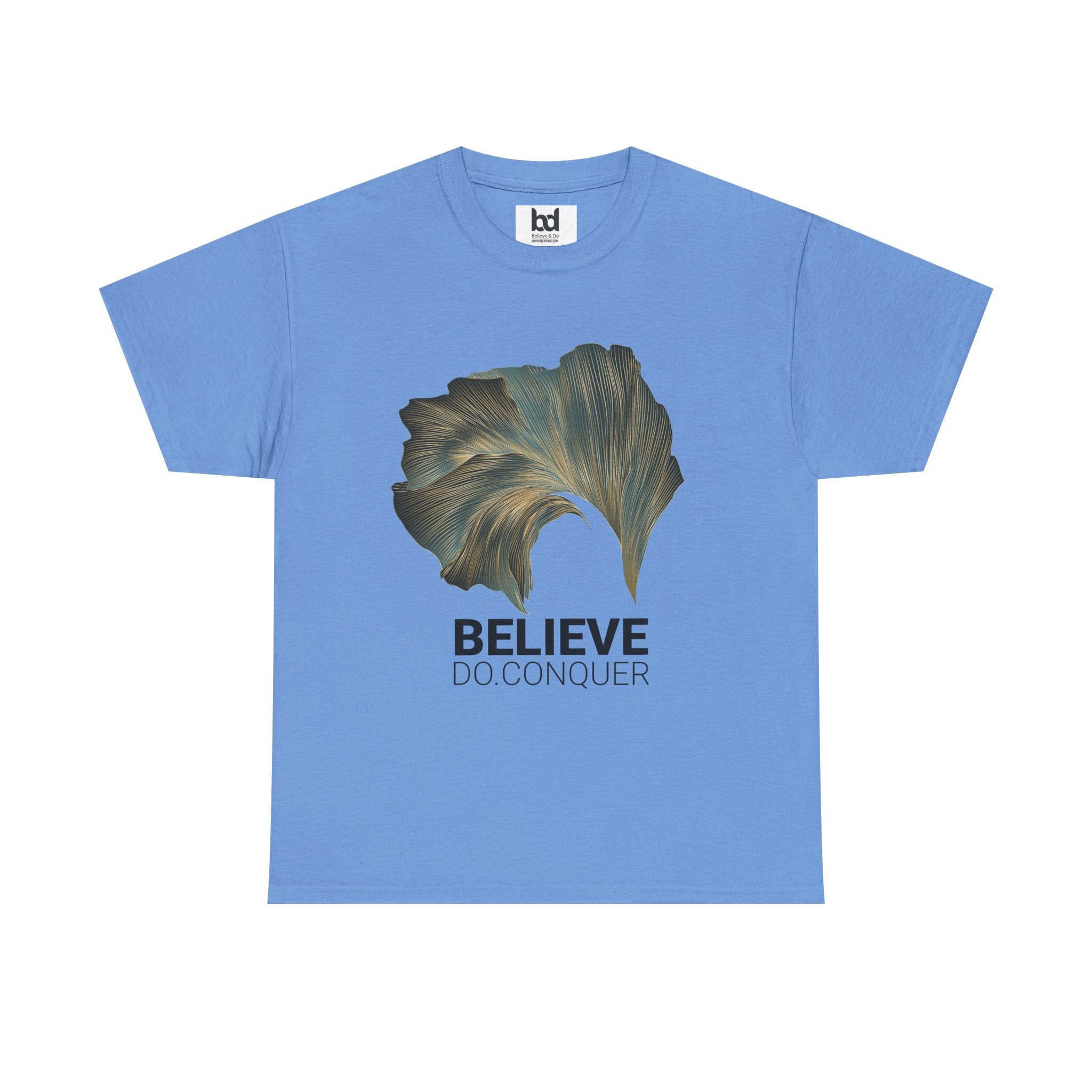 Belive.Do.Conquer Unisex Heavy Cotton Tee - Artistic Leaf Design