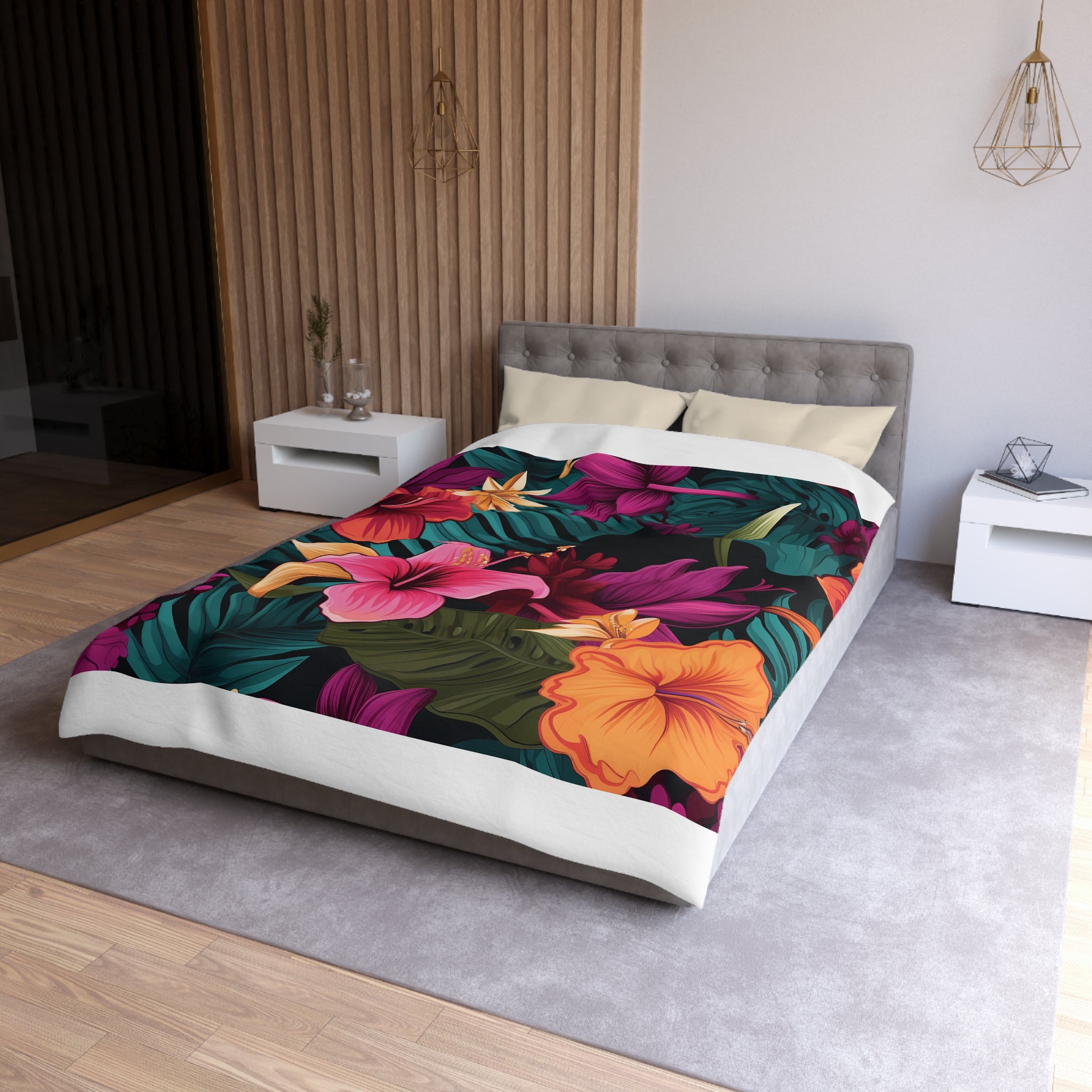 Tropical Floral Microfiber Duvet Cover - Vibrant Bedding for Relaxed Living