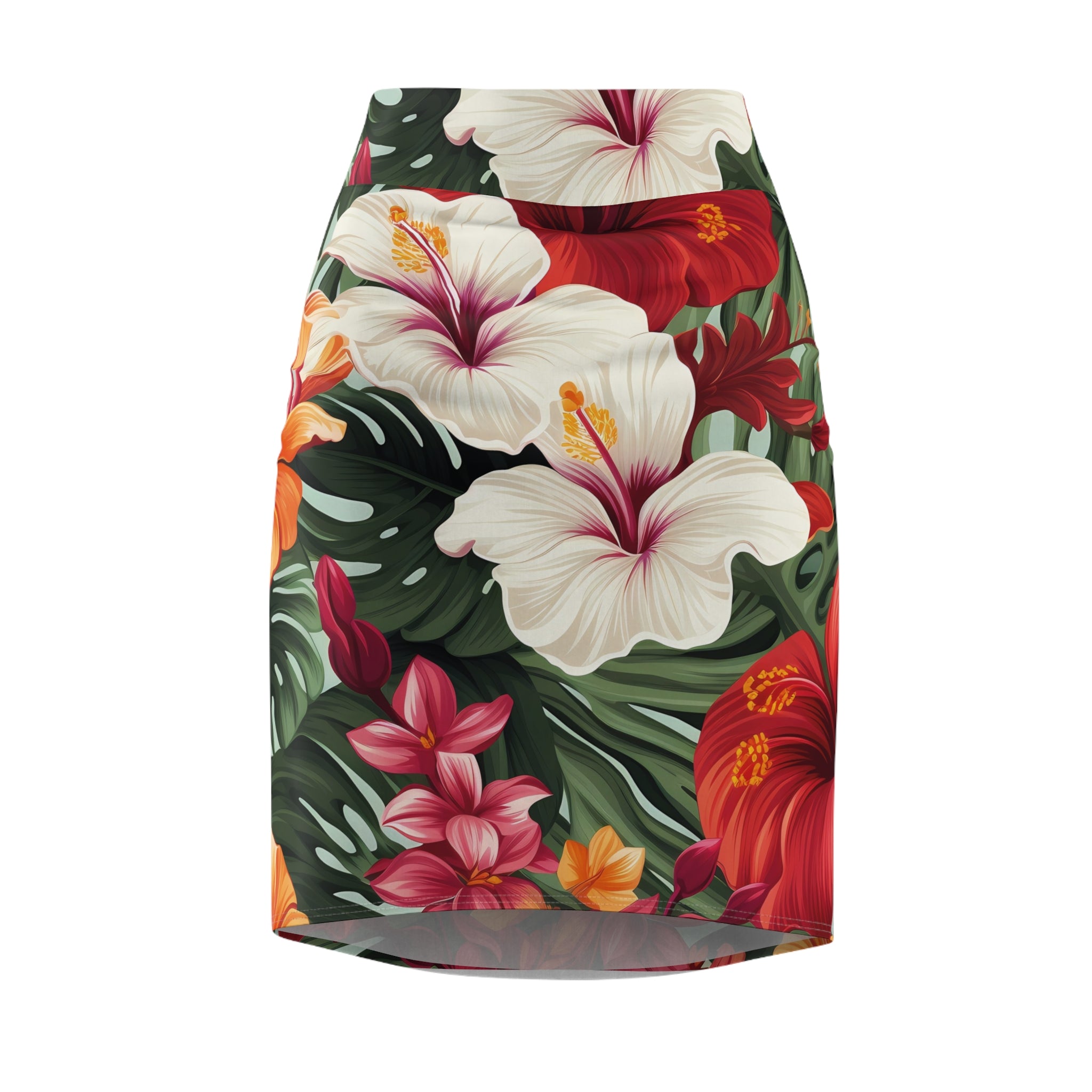 Tropical Floral Women's Pencil Skirt - Perfect for Summer Parties & Beach Getaways