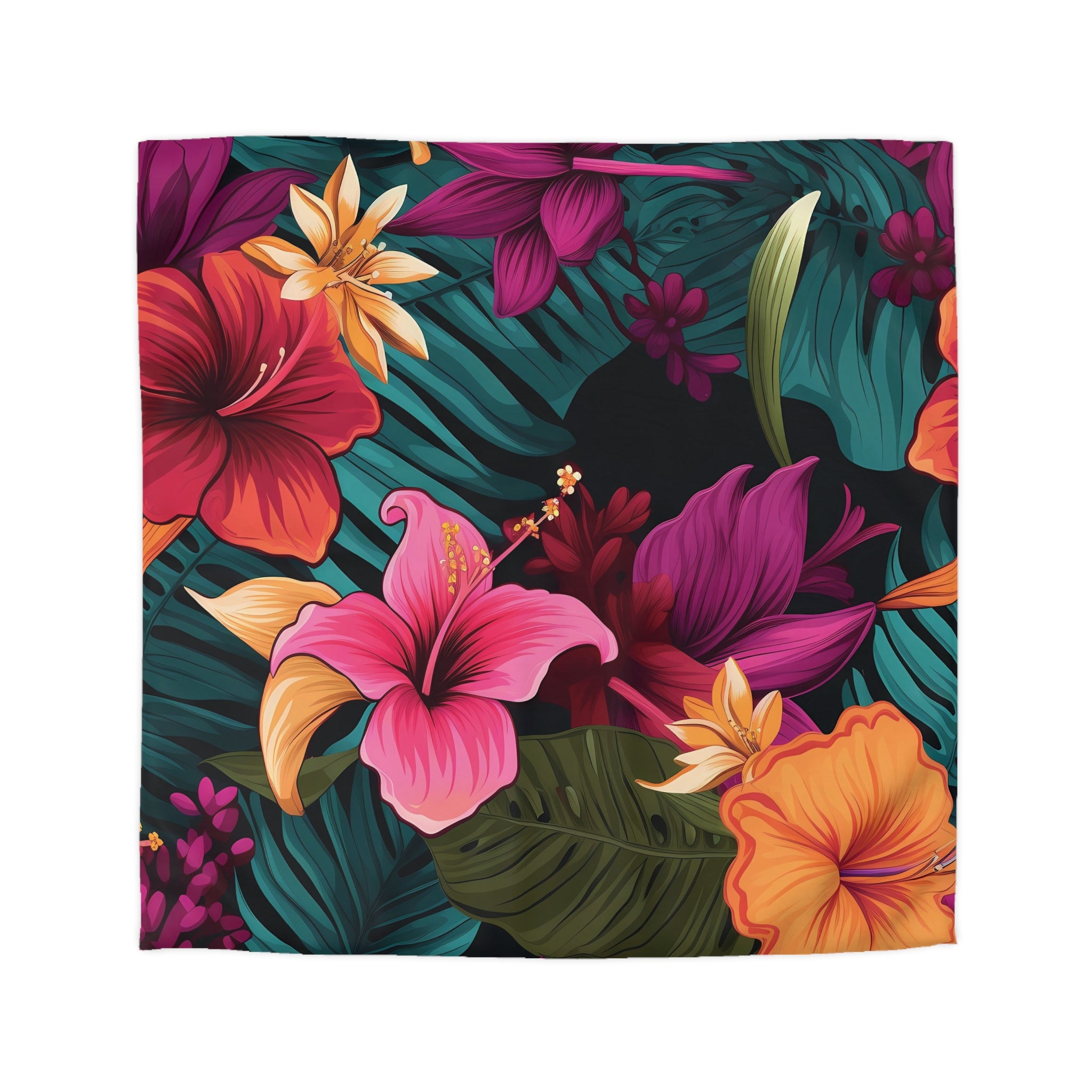 Tropical Floral Microfiber Duvet Cover - Vibrant Bedding for Relaxed Living