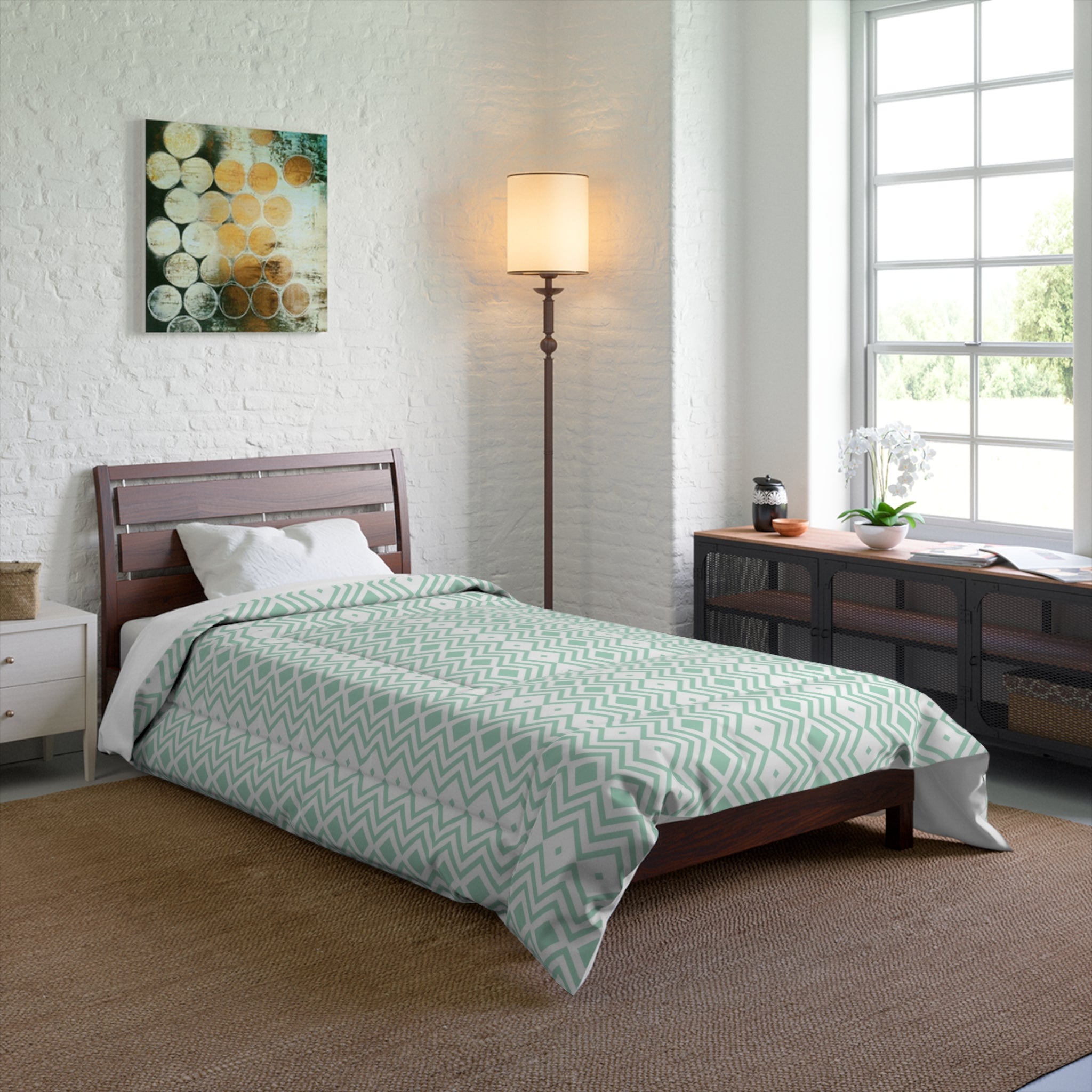 Mint Geometric Comforter - Modern Bedding for Cozy Spaces