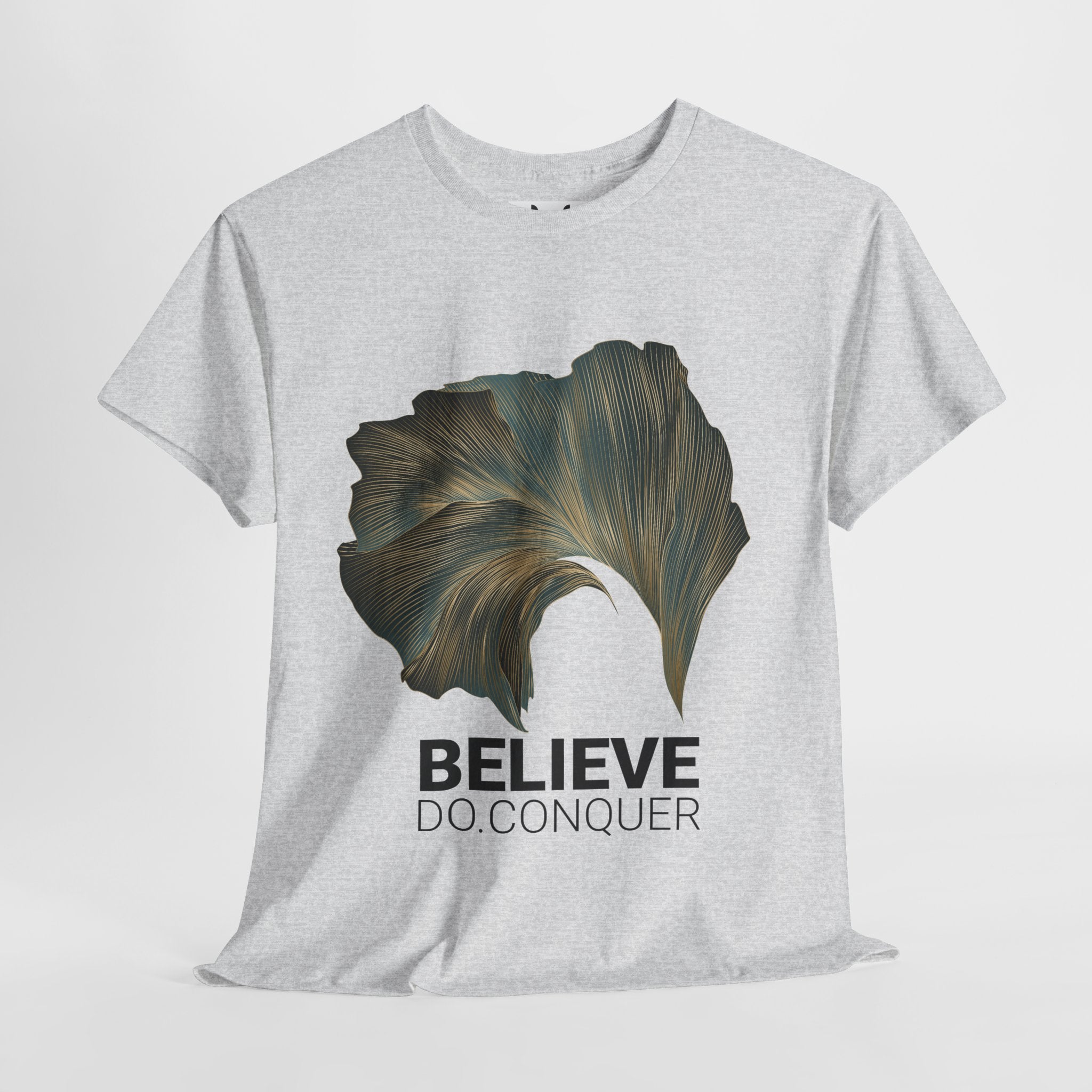Belive.Do.Conquer Unisex Heavy Cotton Tee - Artistic Leaf Design