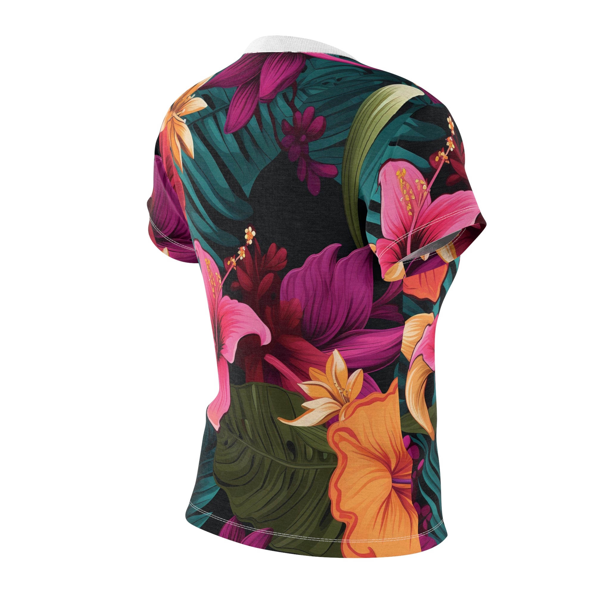 Tropical Floral Women's Tee - Vibrant Cut & Sew Shirt for Summer