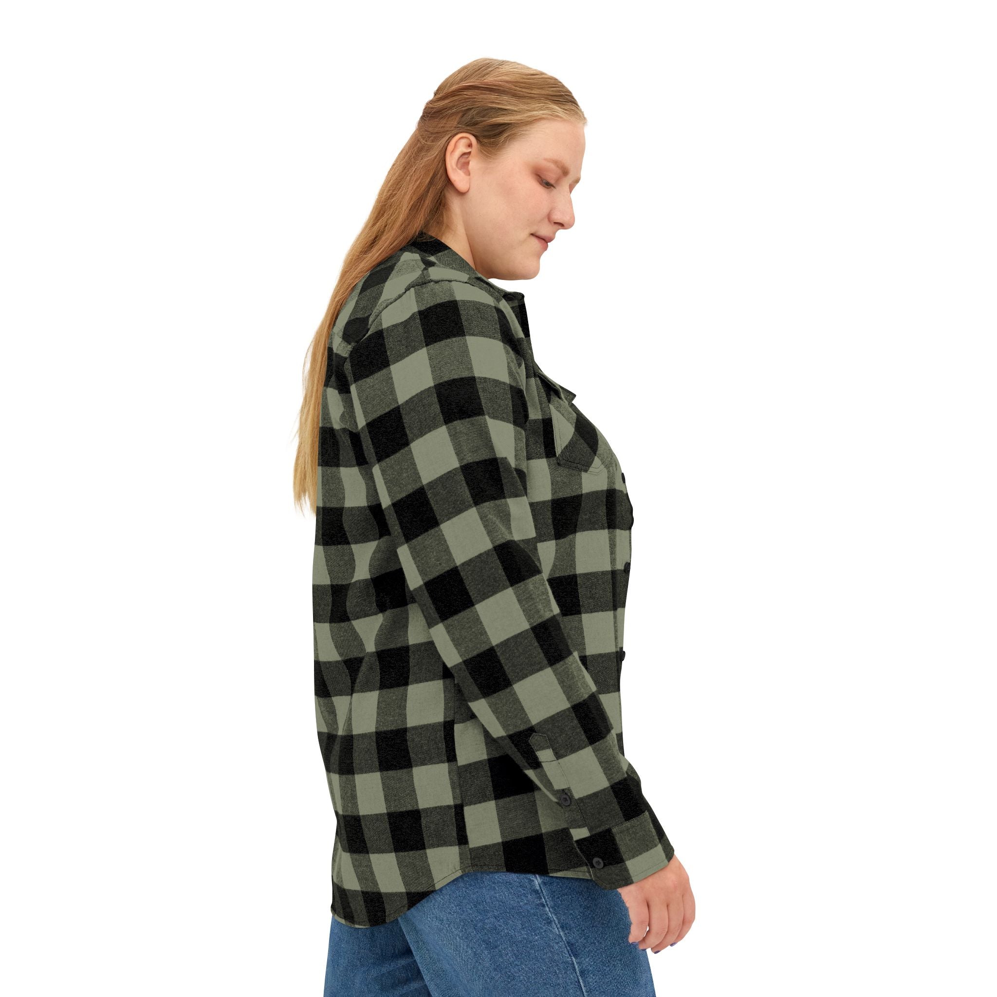 Cozy Comfort with a Purpose: The "Believe & Do" Unisex Flannel Shirt - Cozy Black and Green Plaid Design for Everyday Wear