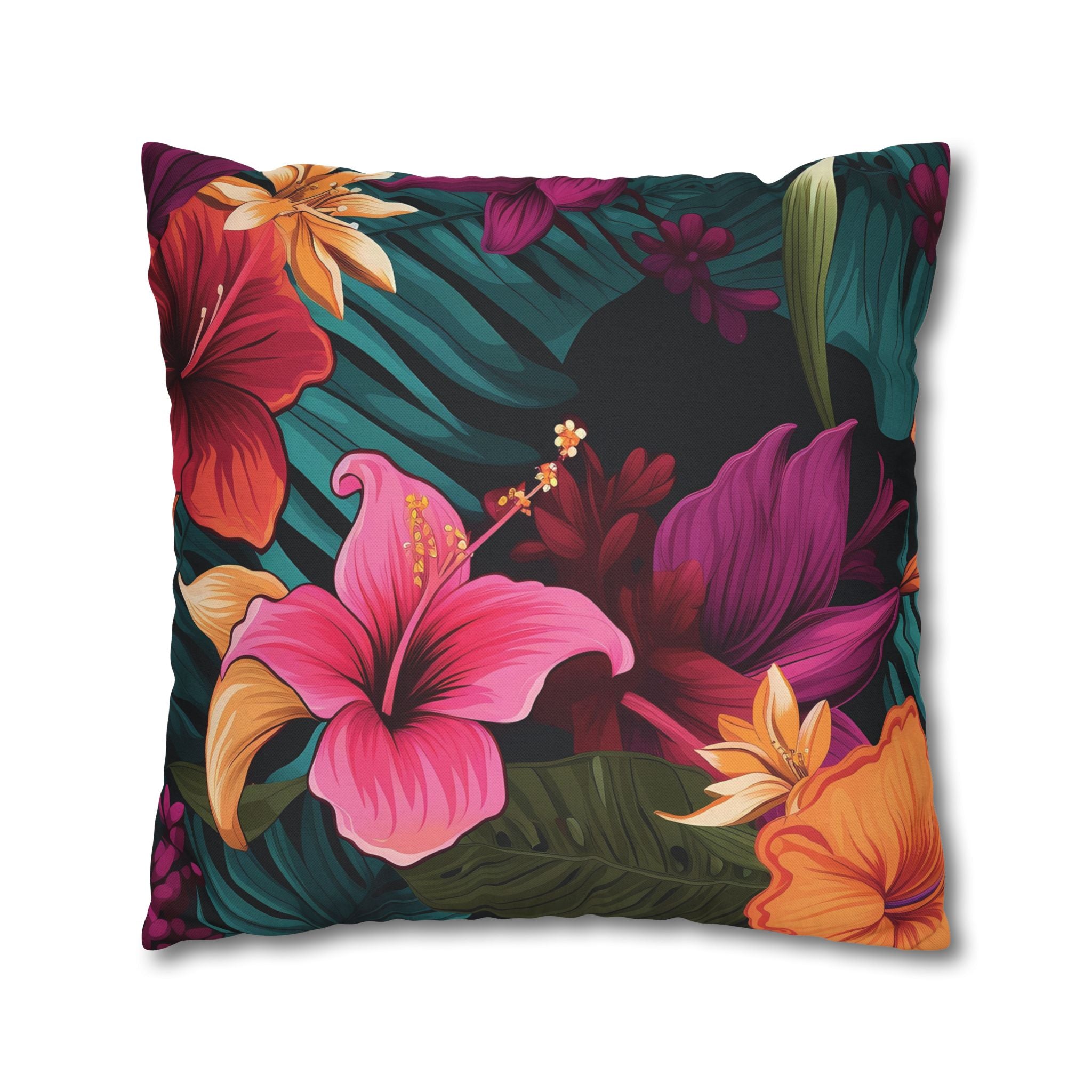 Tropical Floral Square Pillowcase - Vibrant Home Decor for Summer Vibes