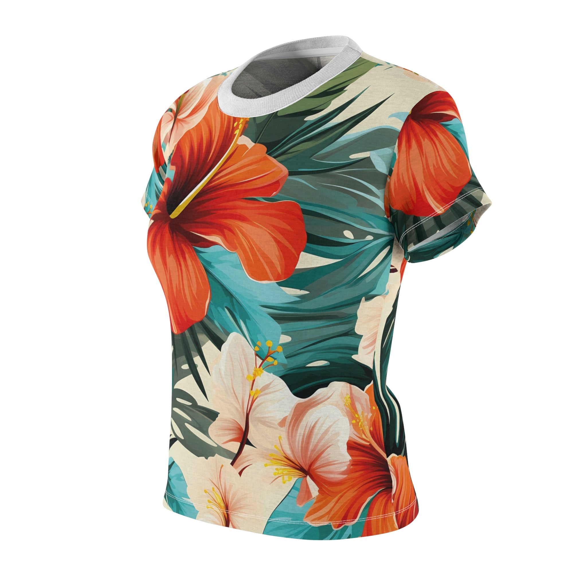 Tropical Floral Women's Tee - Perfect for Summer and Beach Days