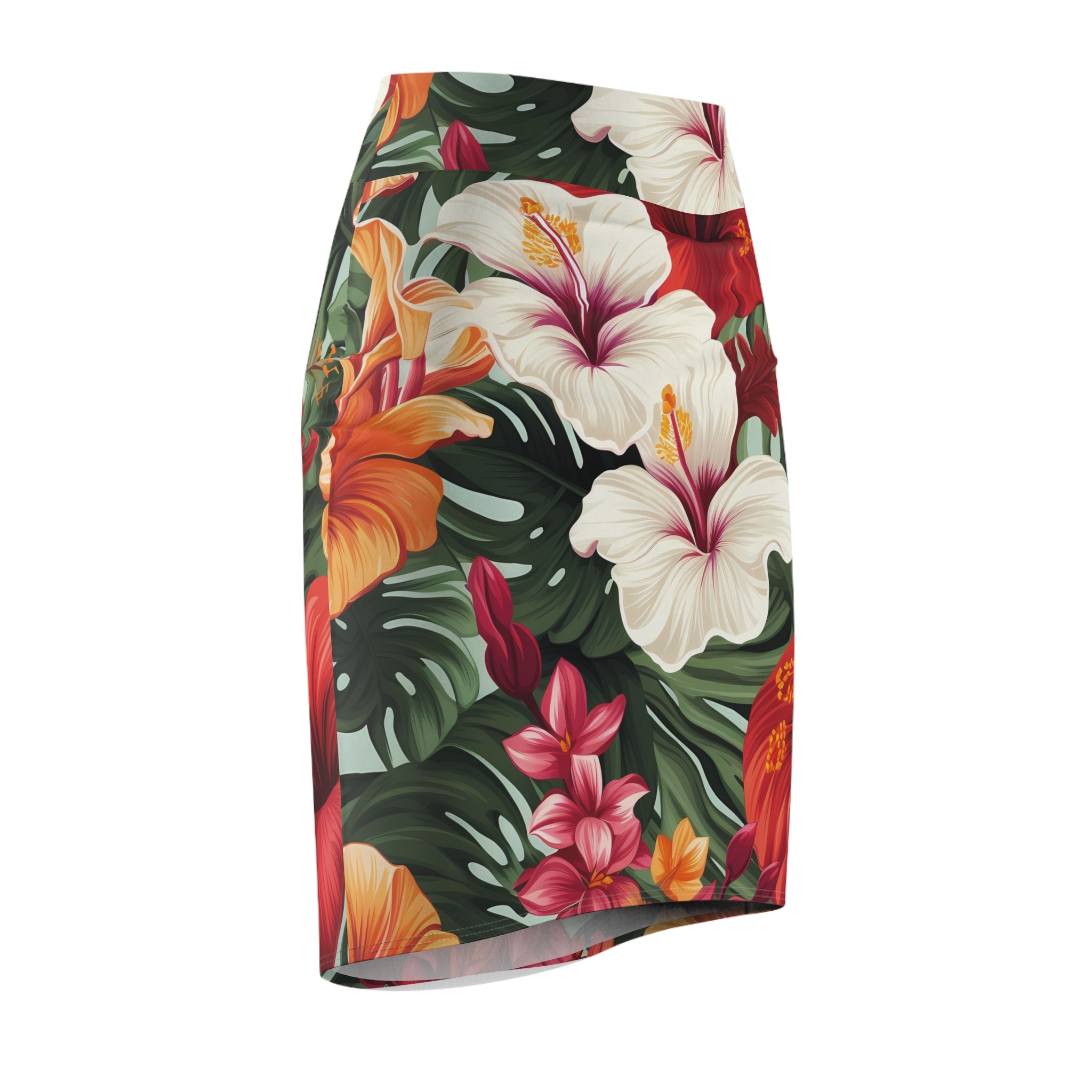 Tropical Floral Women's Pencil Skirt - Perfect for Summer Parties & Beach Getaways