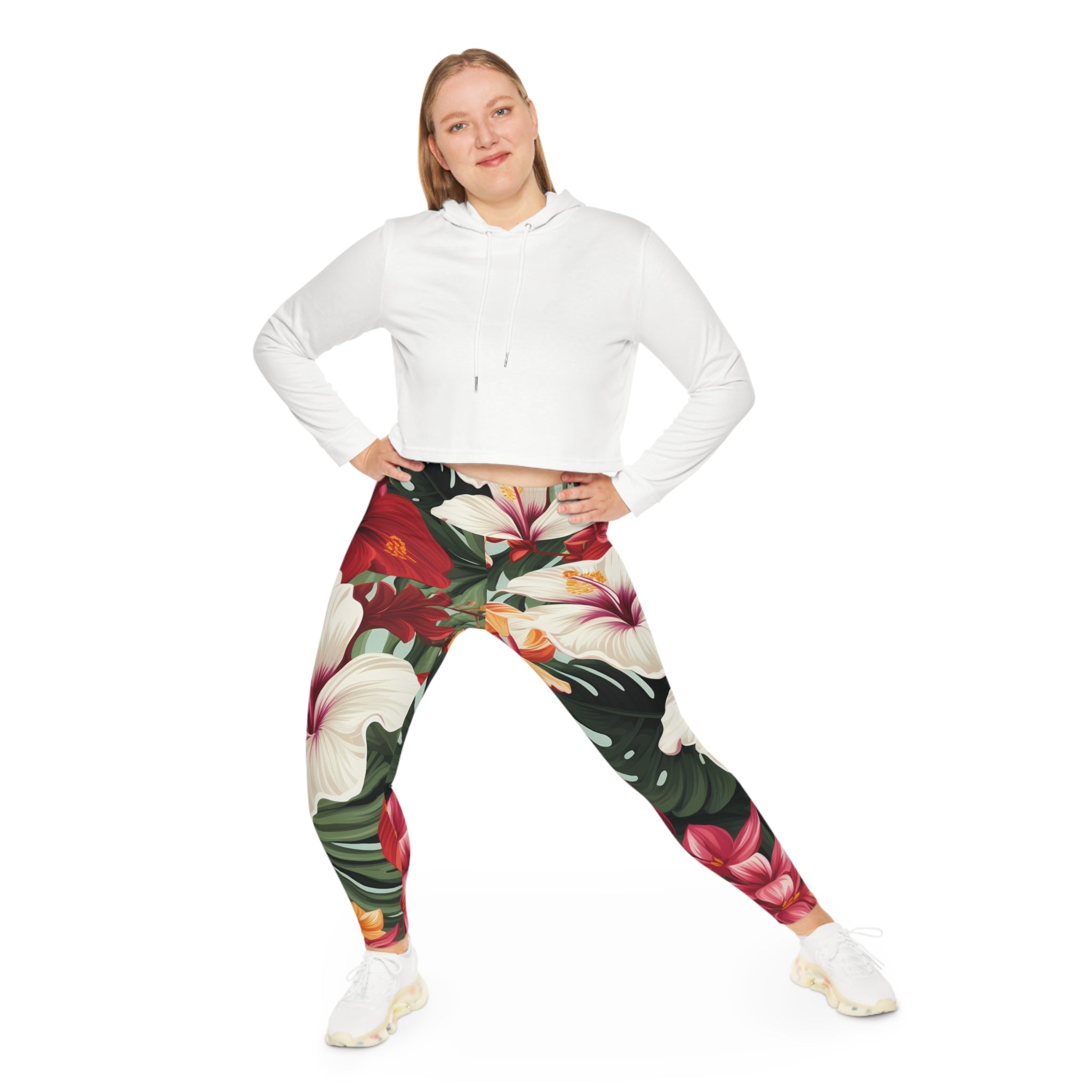 Tropical Floral Plus Size Leggings - Comfortable & Stylish Activewear