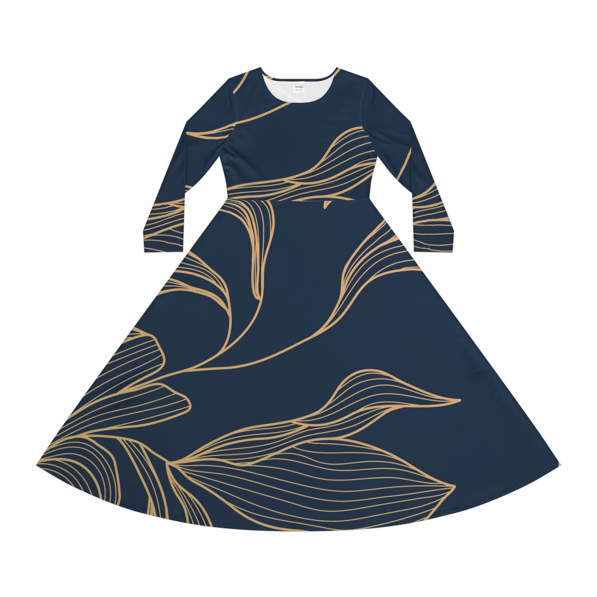 Elegant Long Sleeve Dance Dress with Floral Design