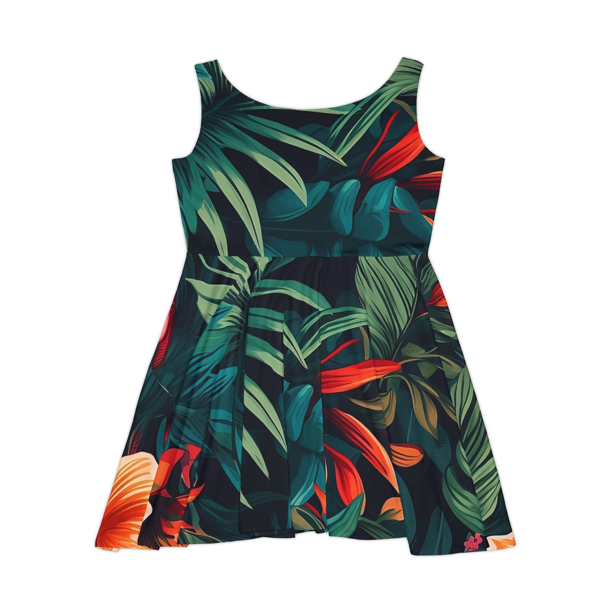 Tropical Women's Skater Dress - Vibrant Floral Print for Summer Style