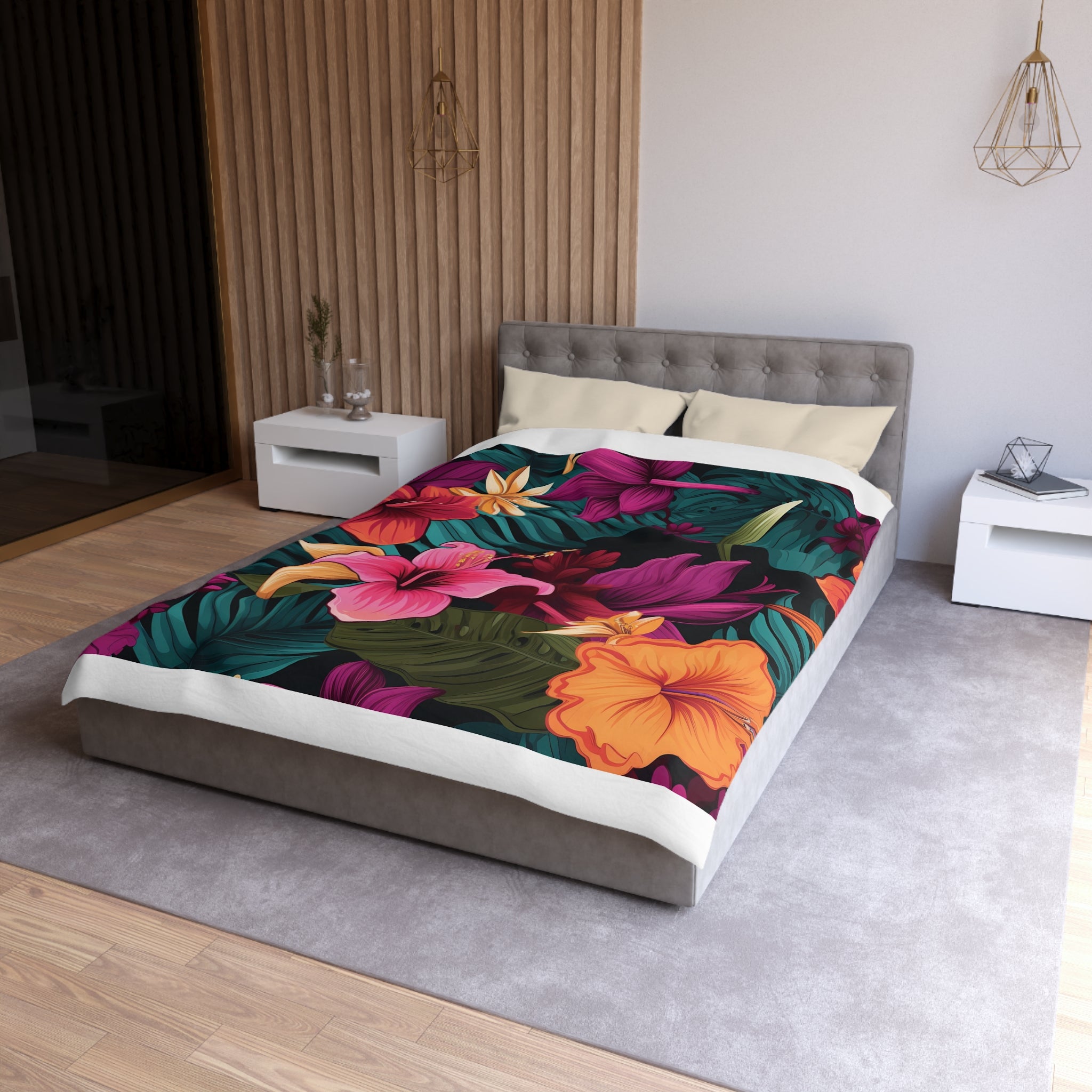 Tropical Floral Microfiber Duvet Cover - Vibrant Bedding for Relaxed Living