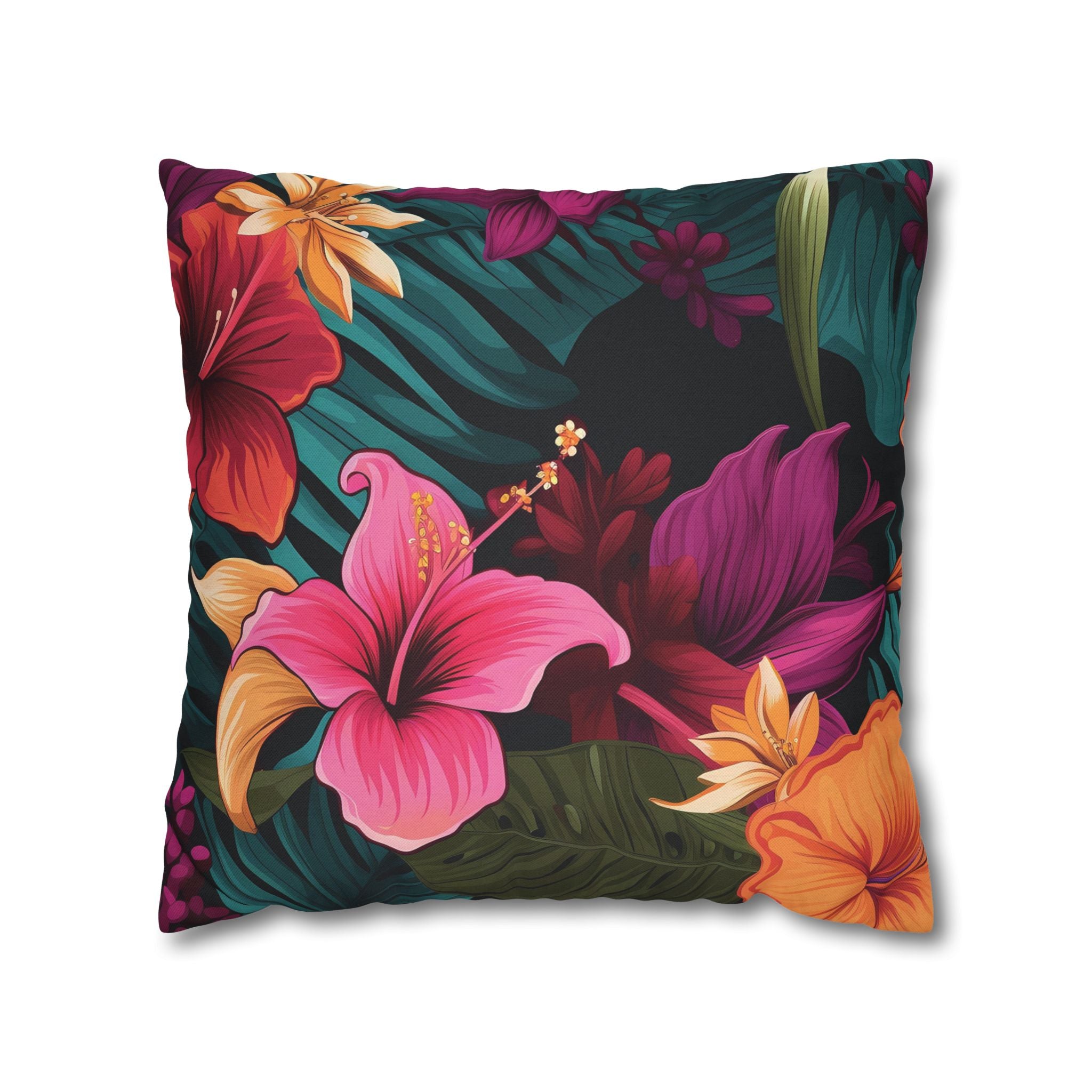 Tropical Floral Square Pillowcase - Vibrant Home Decor for Summer Vibes