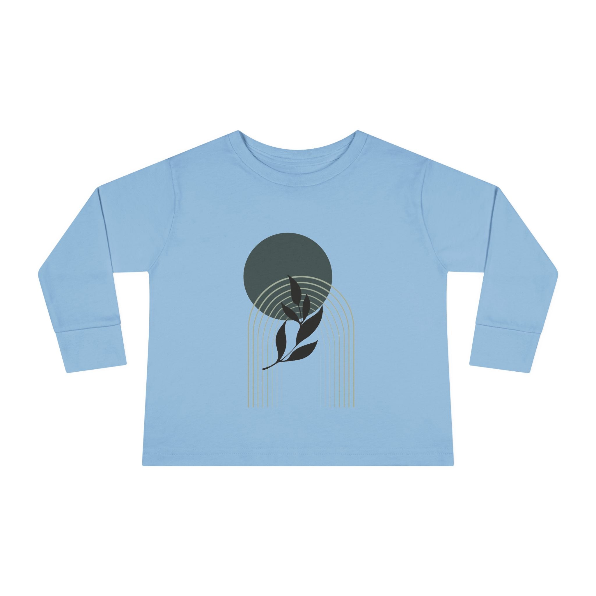 Toddler Long Sleeve Tee - Minimalist Design with Leaf & Circle