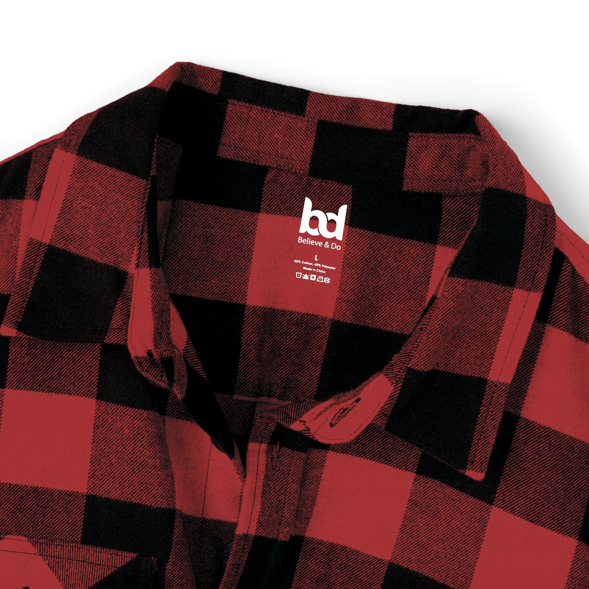 Cozy Comfort with a Purpose: The "Believe & Do" Unisex Flannel Shirt - Cozy Black and Green Plaid Design for Everyday Wear