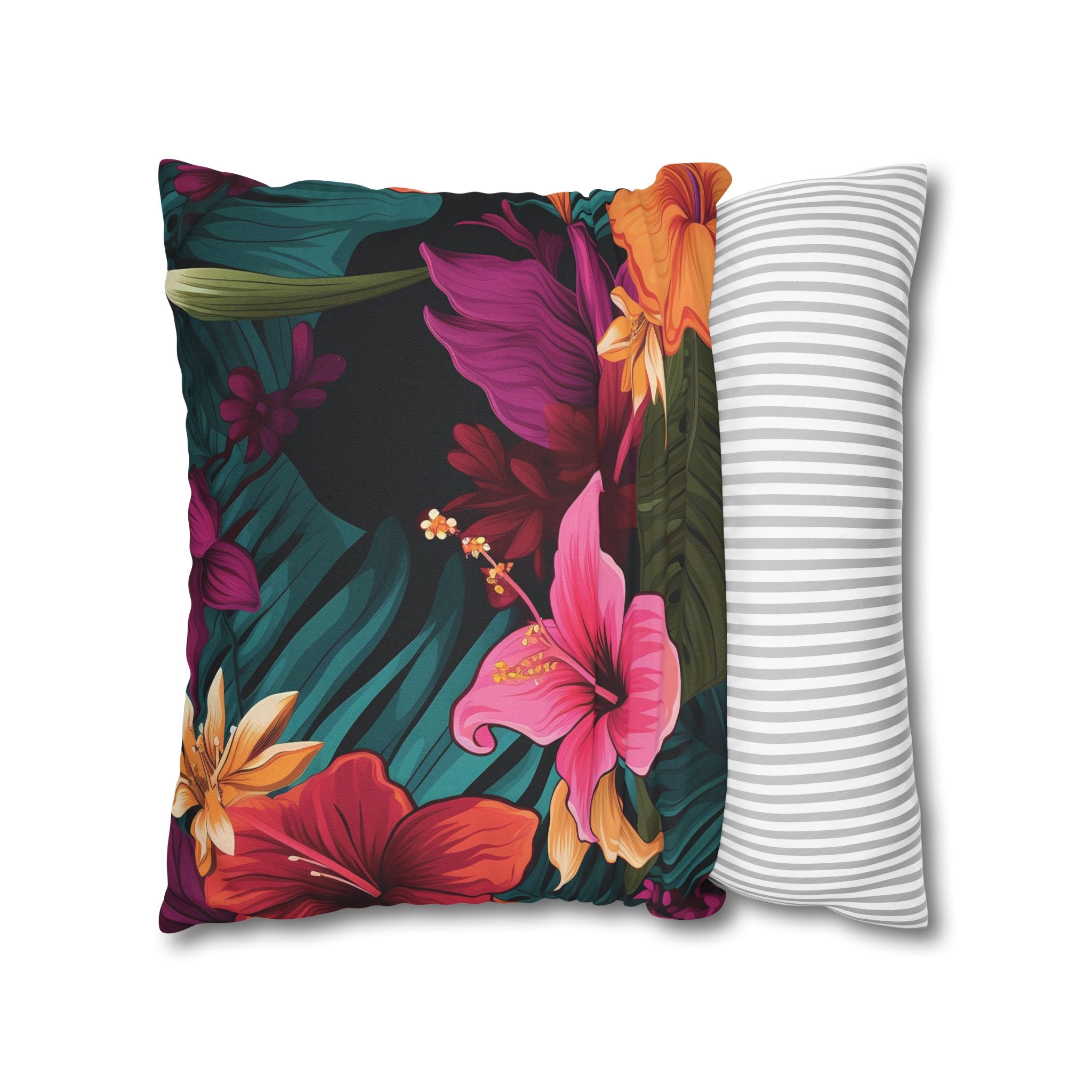 Tropical Floral Square Pillowcase - Vibrant Home Decor for Summer Vibes