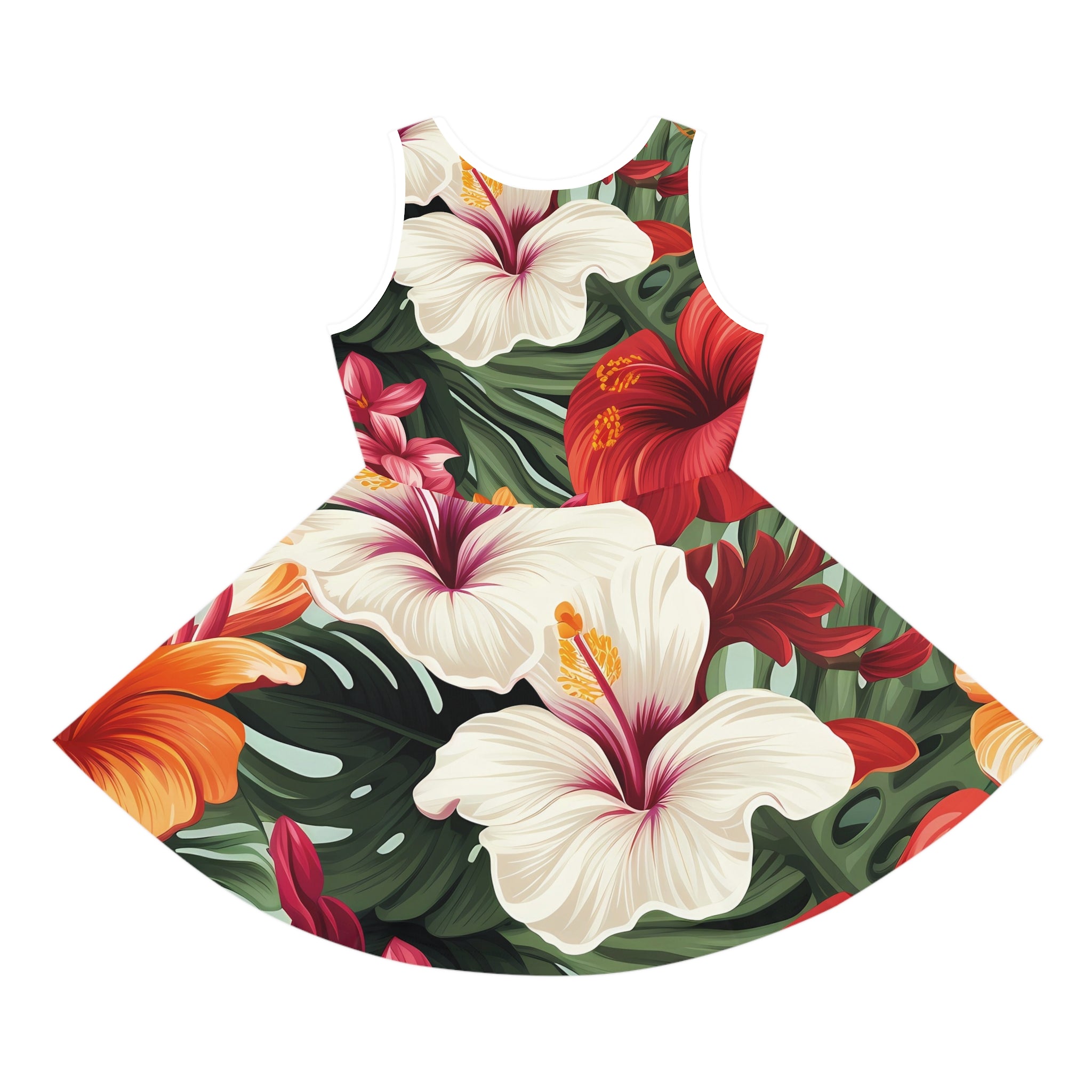 Tropical Floral Girls' Sundress - Perfect for Summer Parties and Family Gatherings