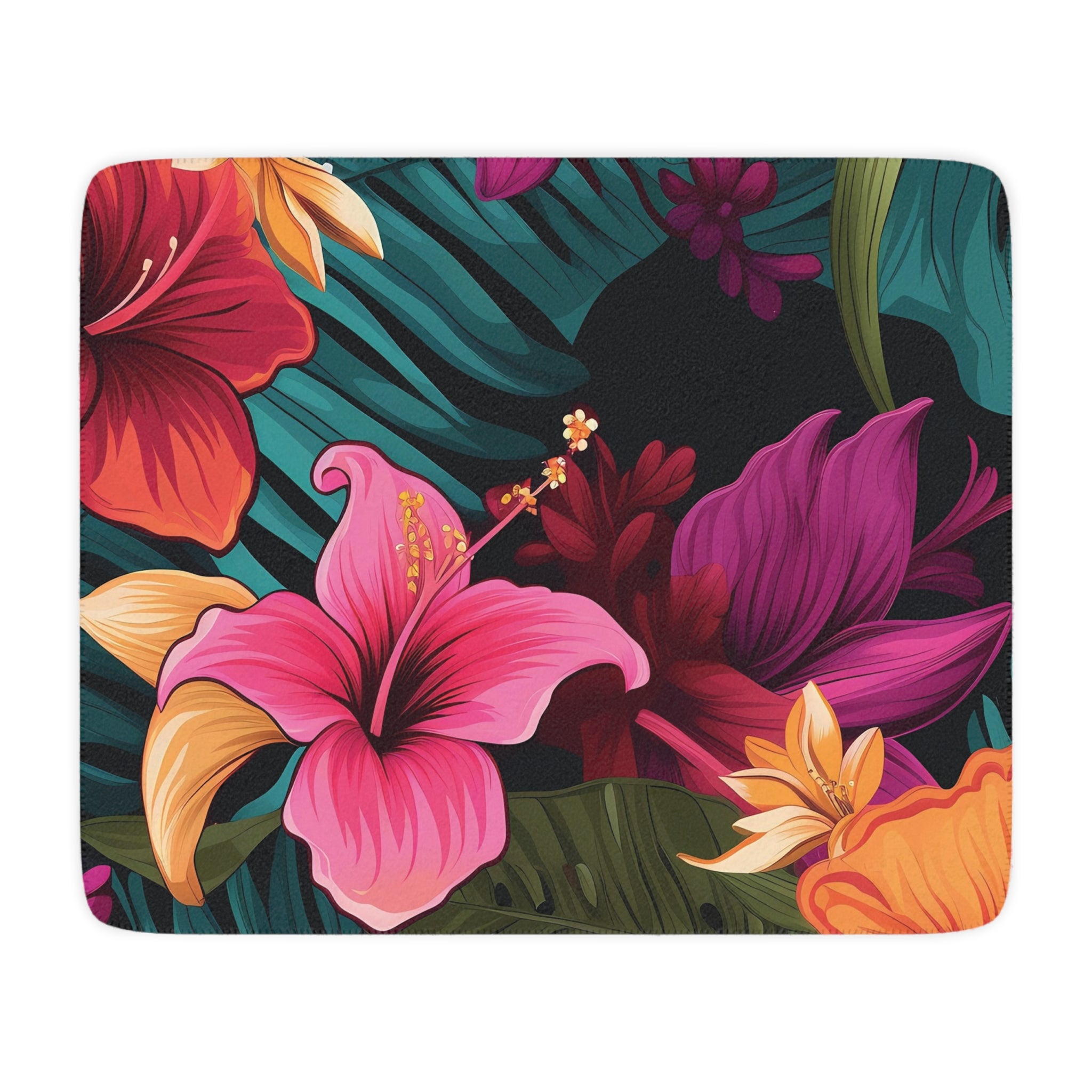 Tropical Floral Sherpa Blanket - Cozy Home Decor for Relaxation and Gifting