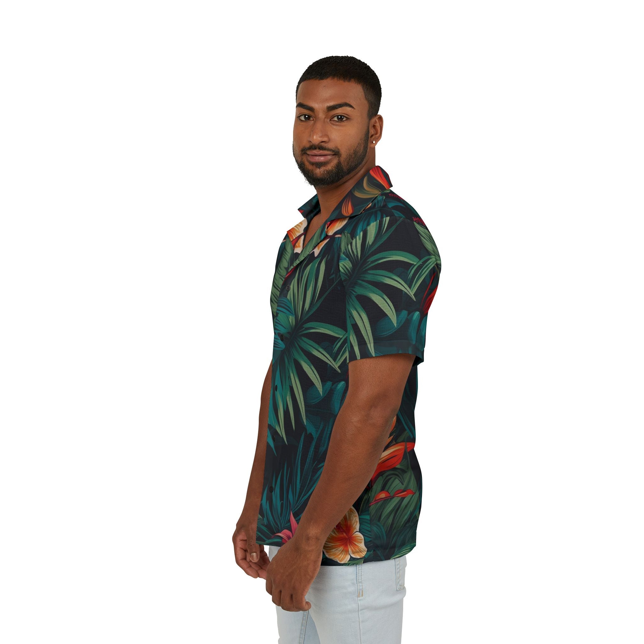 Men's Hawaiian Camp Shirt - Tropical Floral Print for Summer Vibes