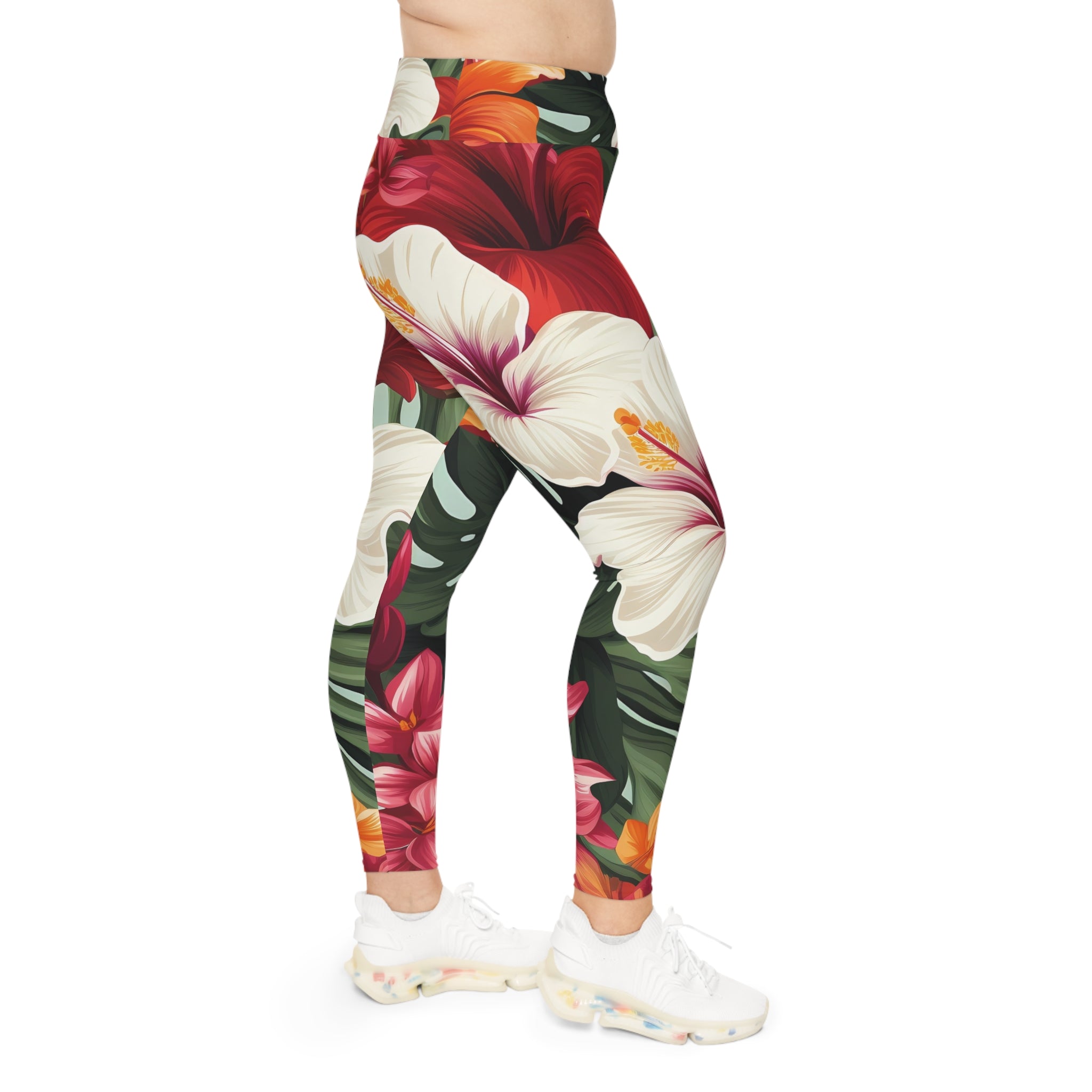 Tropical Floral Plus Size Leggings - Comfortable & Stylish Activewear
