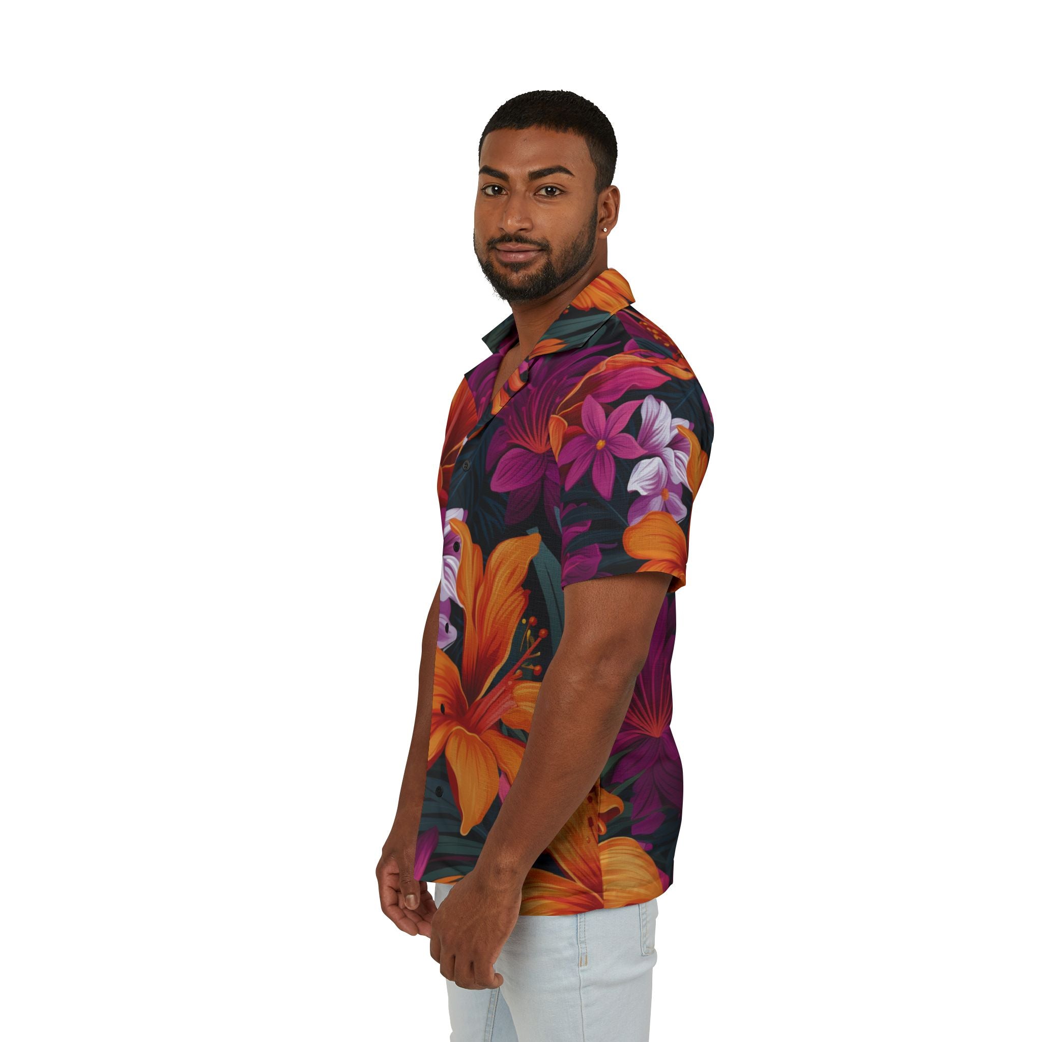 Bold Botanical Blooms: The Vibrant Hawaiian Shirt - Perfect for Summer Vacations & Beach Parties