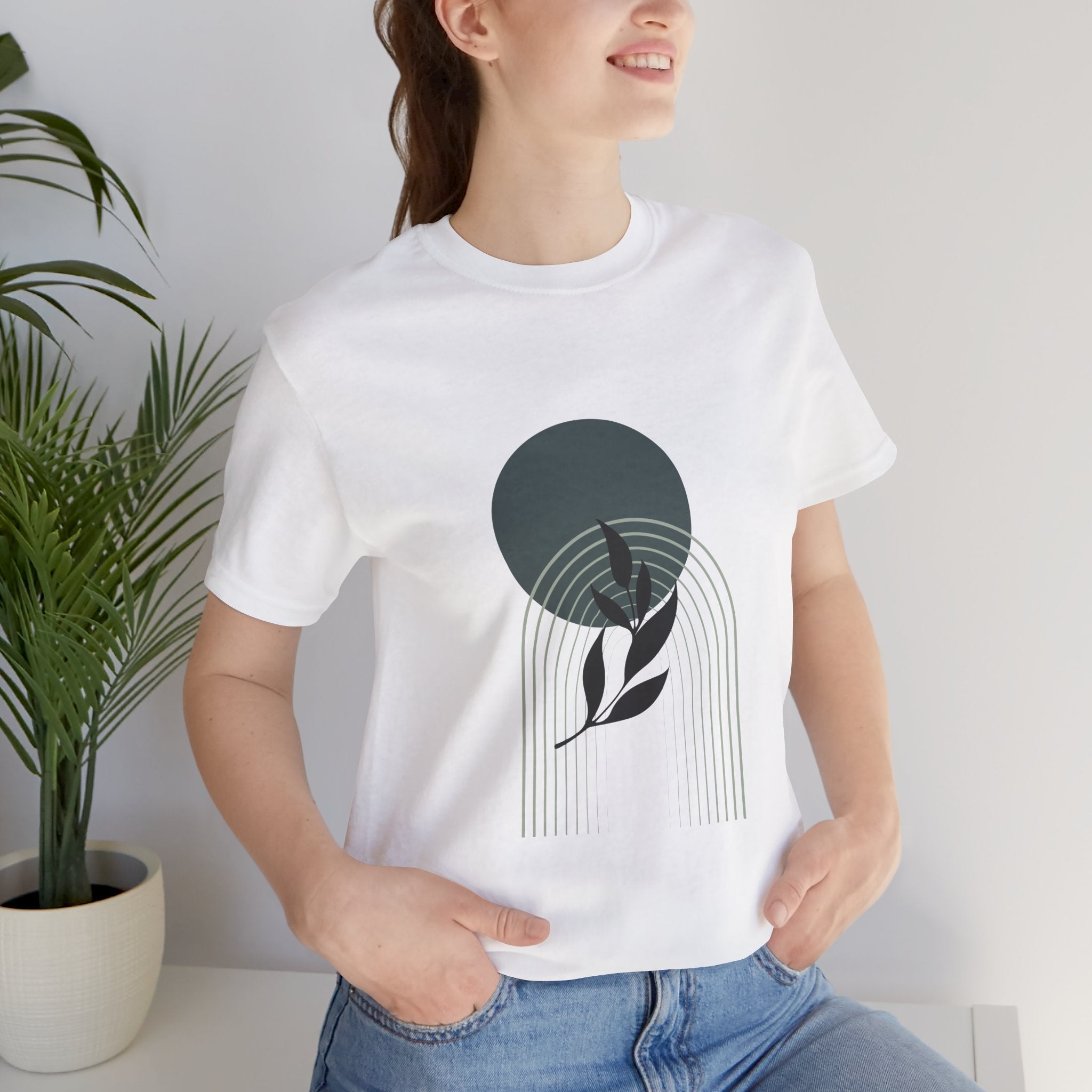 Modern Botanical Short Sleeve Tee - Minimalist Nature Design