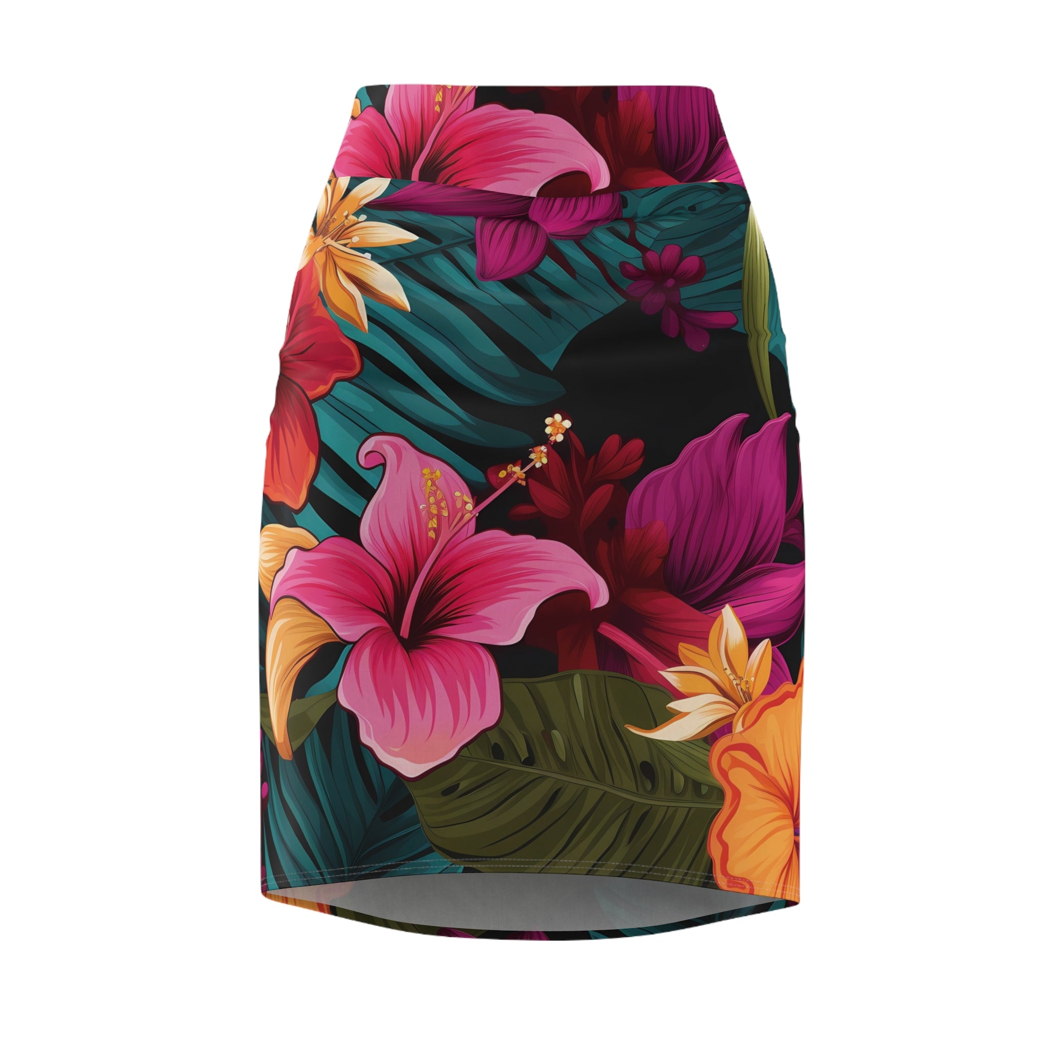 Tropical Floral Women's Pencil Skirt - Summer Floral Print for Stylish Outfits