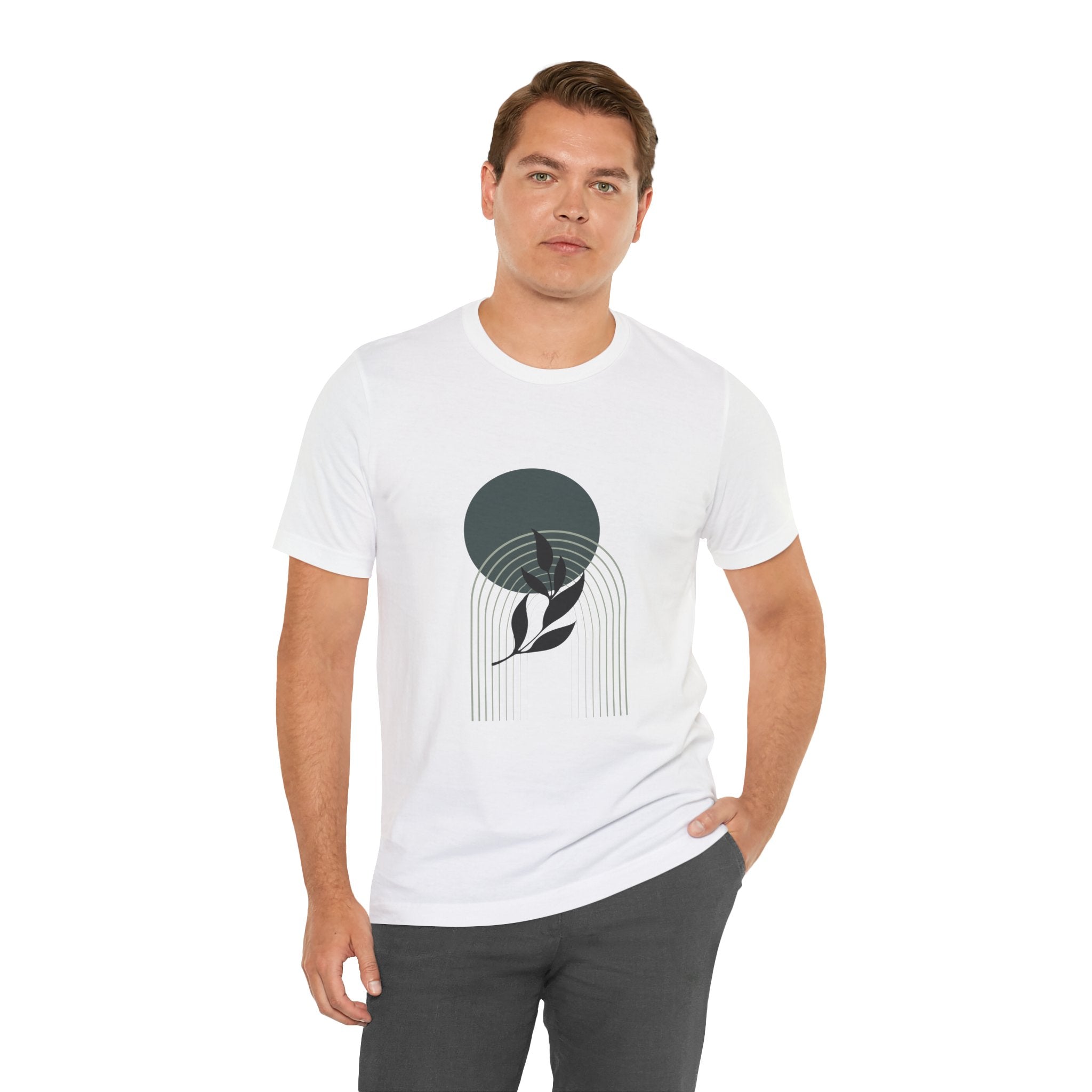 Modern Botanical Short Sleeve Tee - Minimalist Nature Design