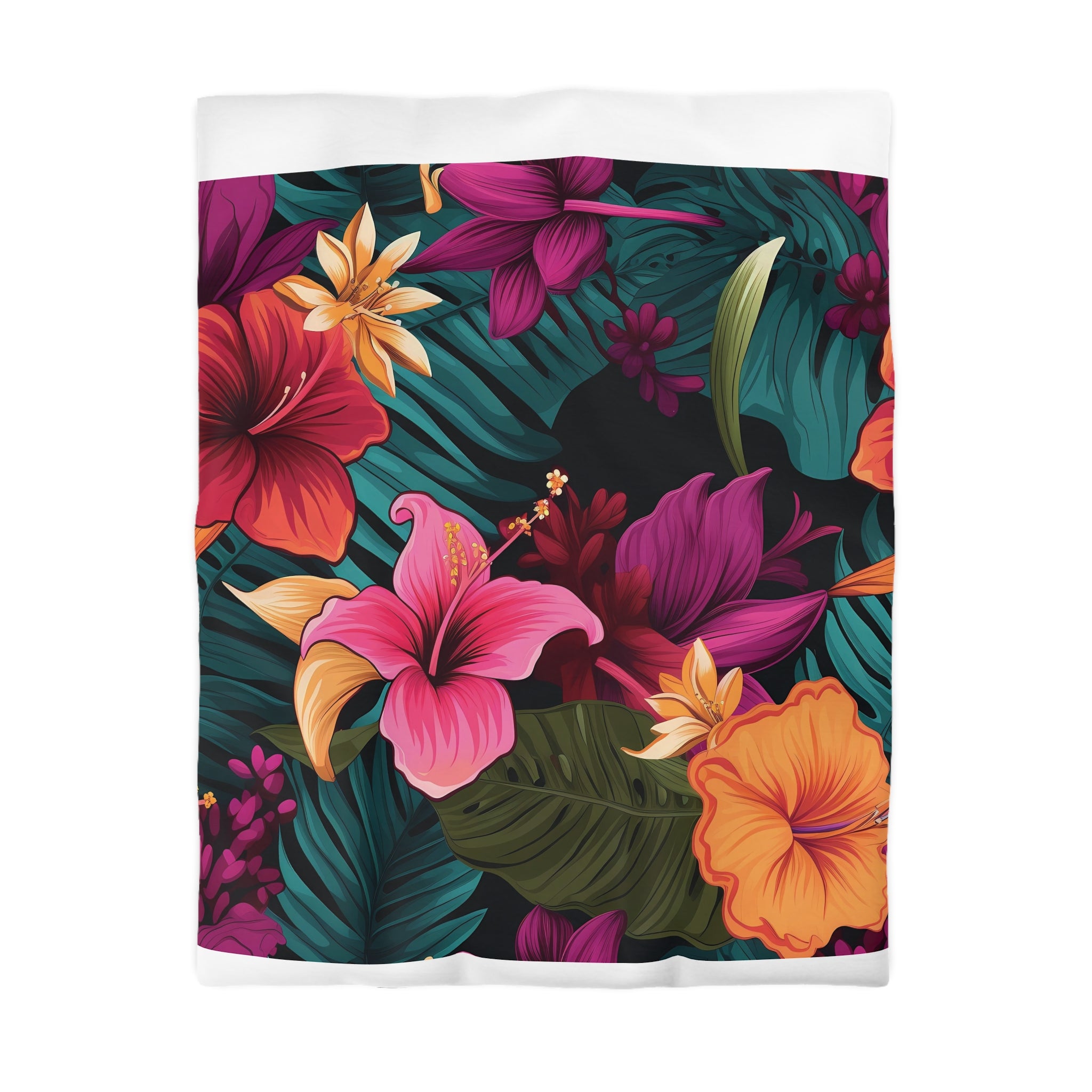 Tropical Floral Microfiber Duvet Cover - Vibrant Bedding for Relaxed Living