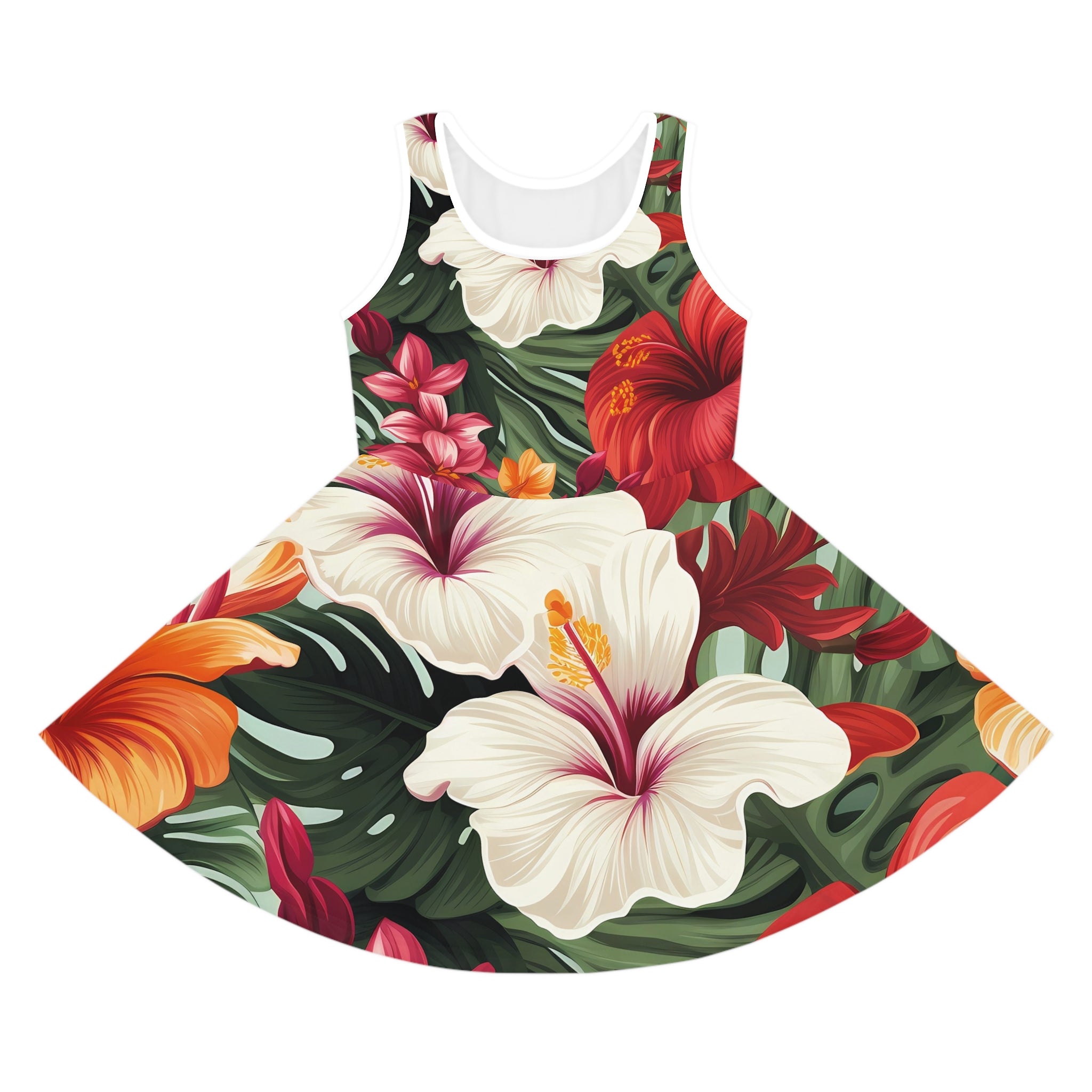 Tropical Floral Girls' Sundress - Perfect for Summer Parties and Family Gatherings