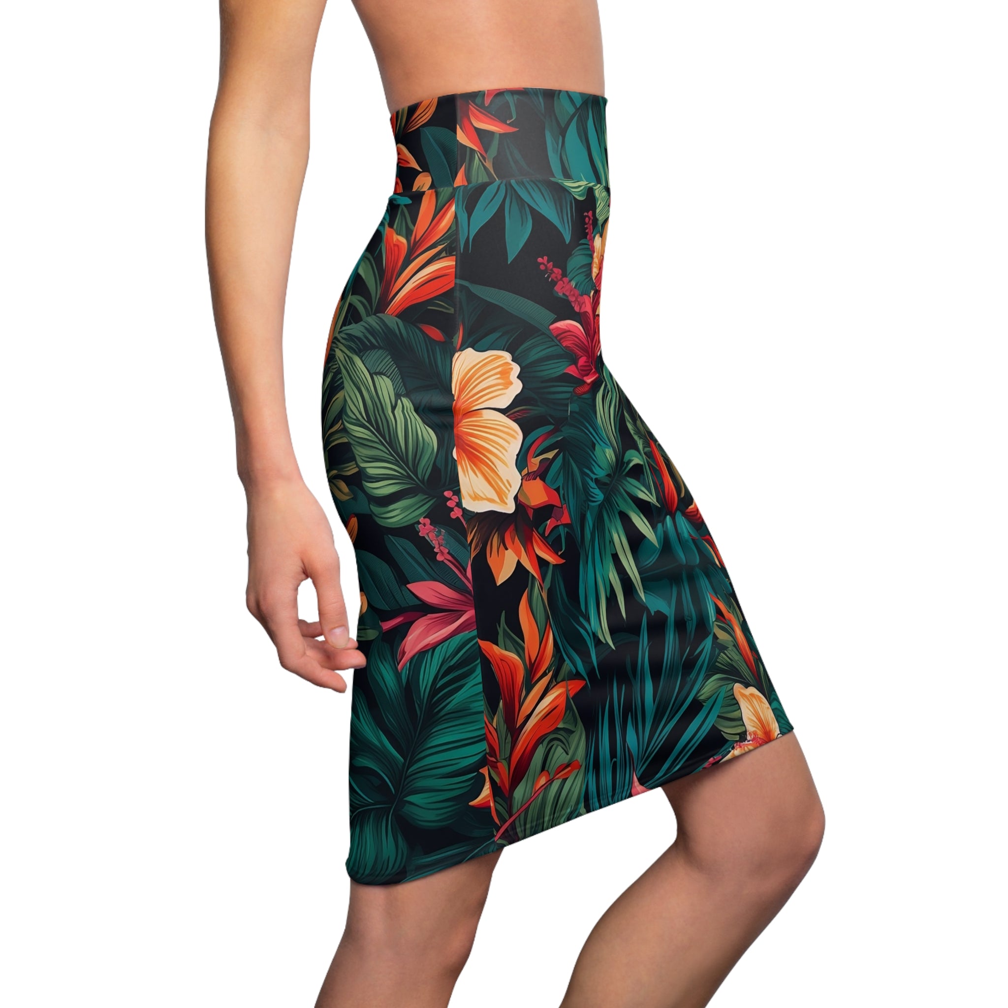 Tropical Floral Women's Pencil Skirt – Perfect for Summer Outings and Celebrations
