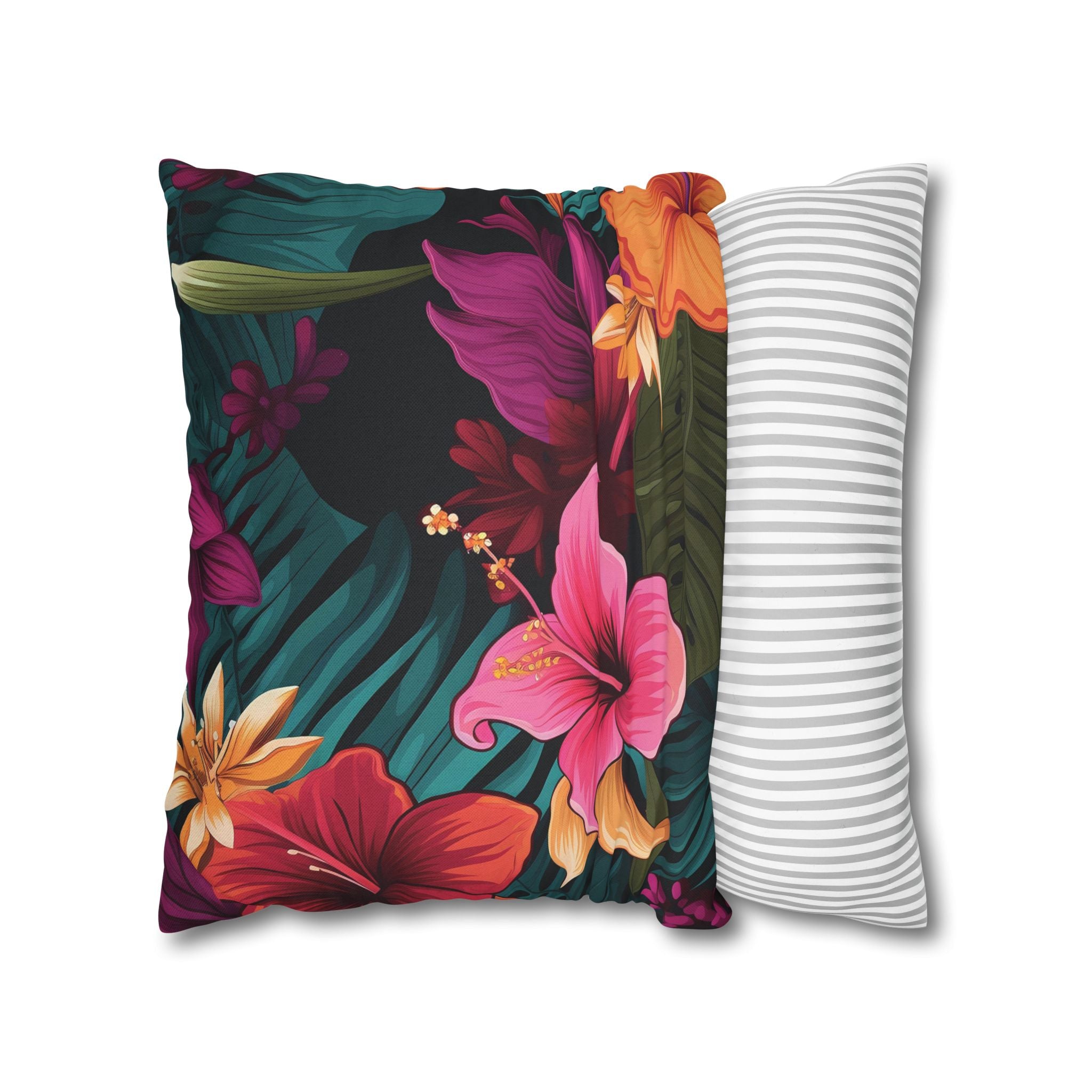Tropical Floral Square Pillowcase - Vibrant Home Decor for Summer Vibes
