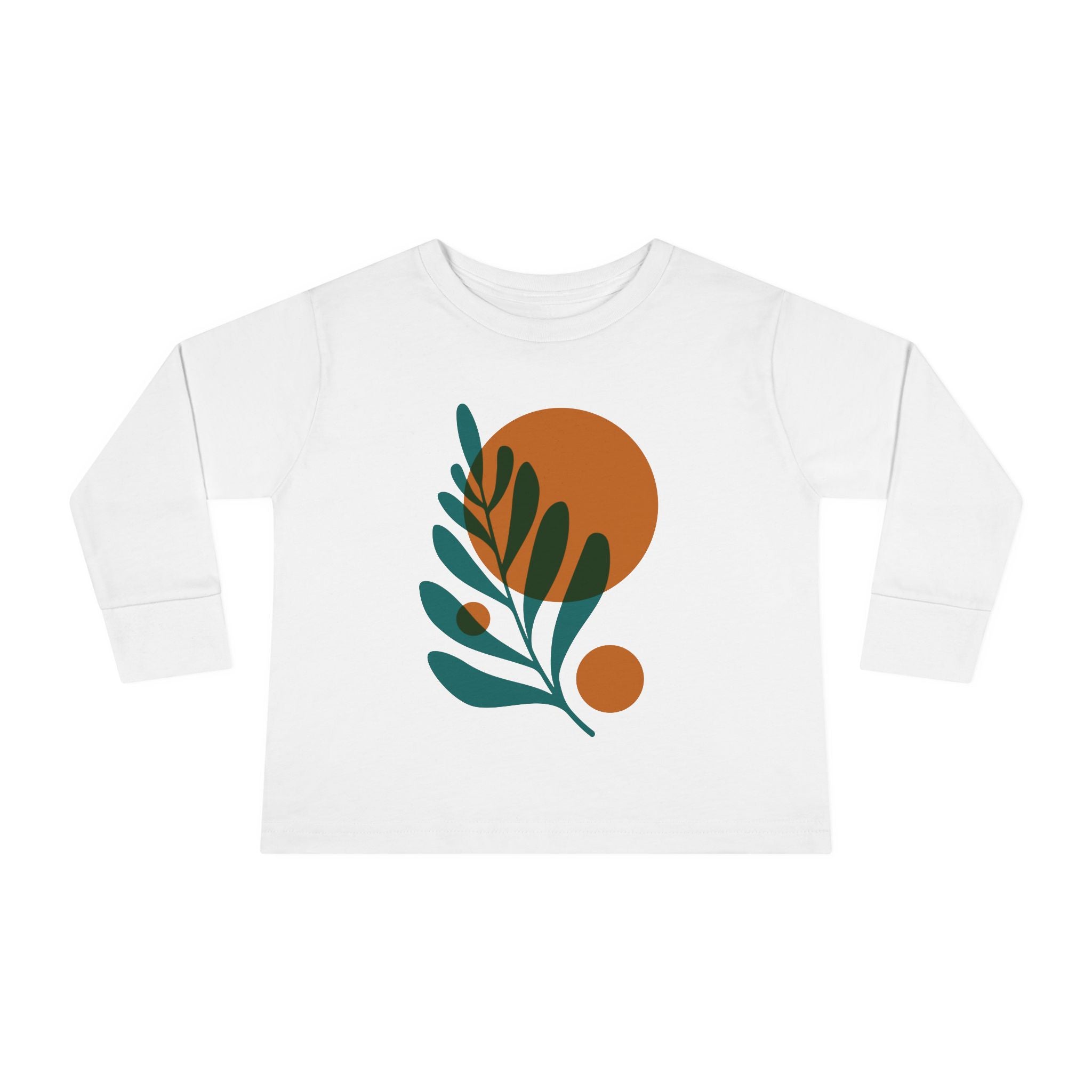 Toddler Long Sleeve Leaf Print Tee - Cute Organic Casual Wear